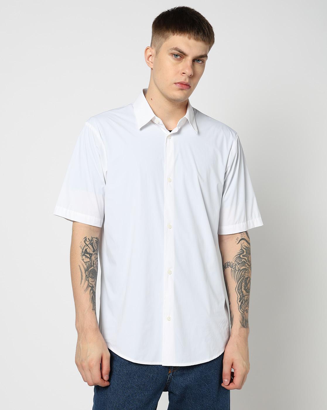 Men White Commuting Regular Fit Casual Shirts