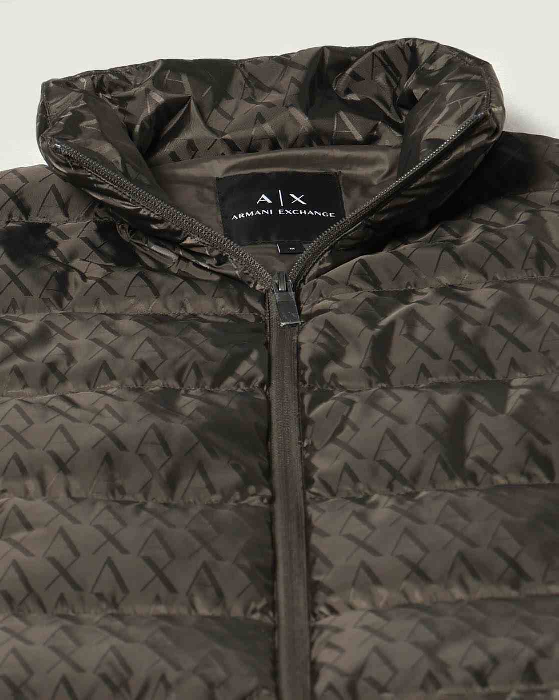 Men Grey Allover Logo Regular Fit Front Open Jackets