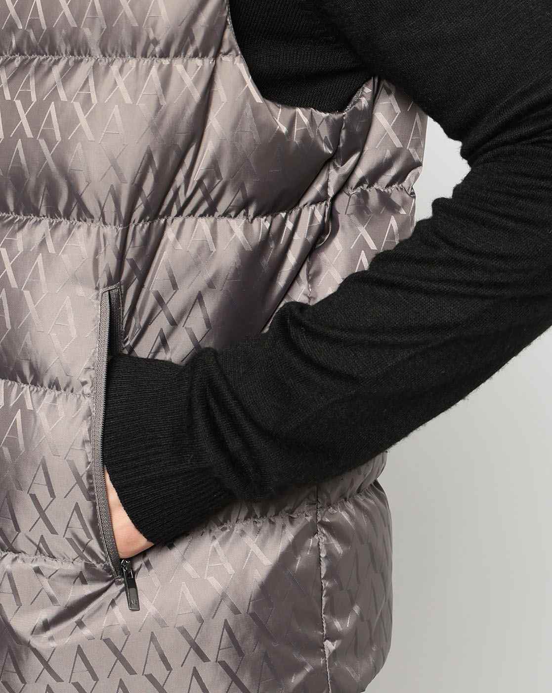 Men Grey Allover Logo Regular Fit Front Open Jackets