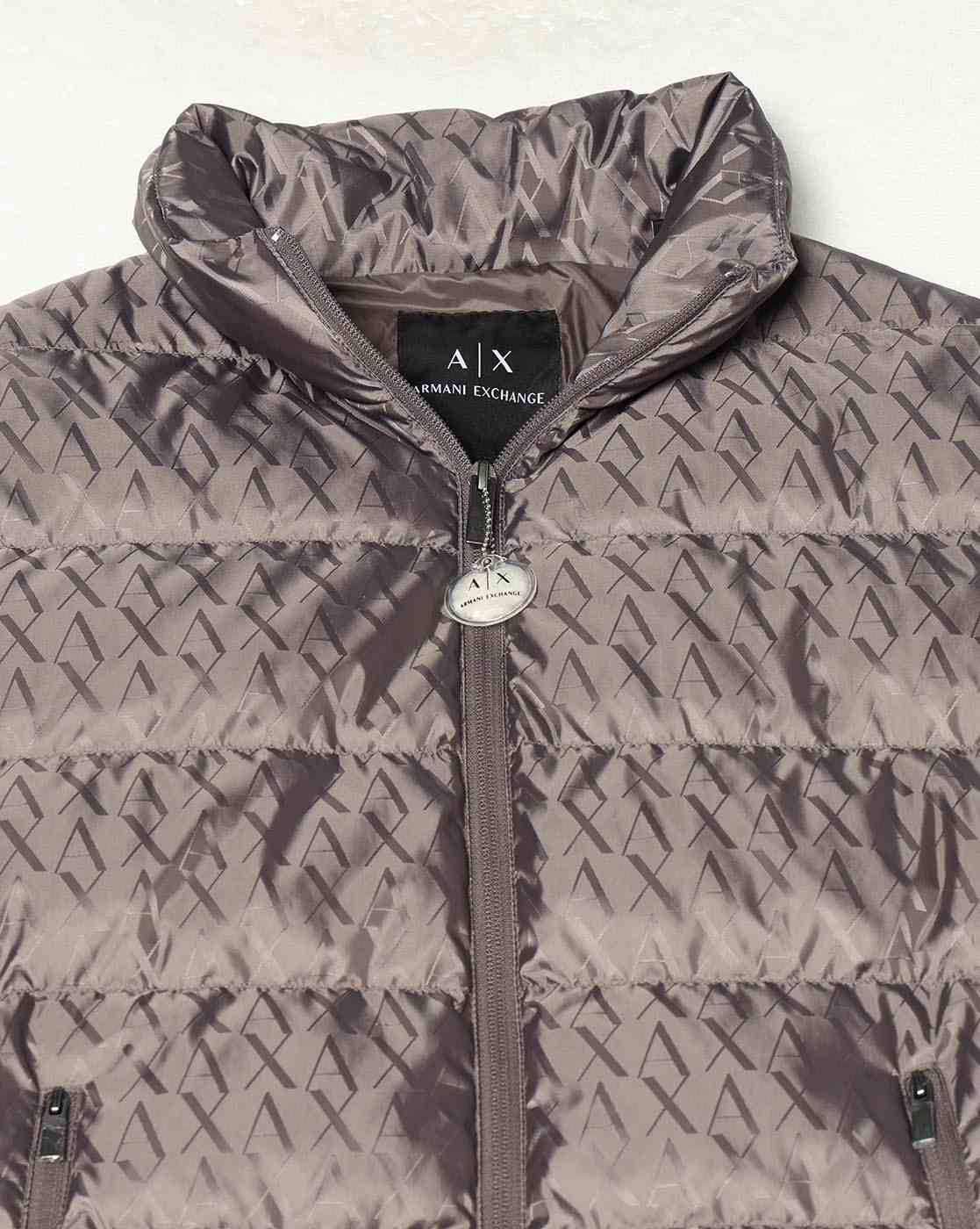 Men Grey Allover Logo Regular Fit Front Open Jackets