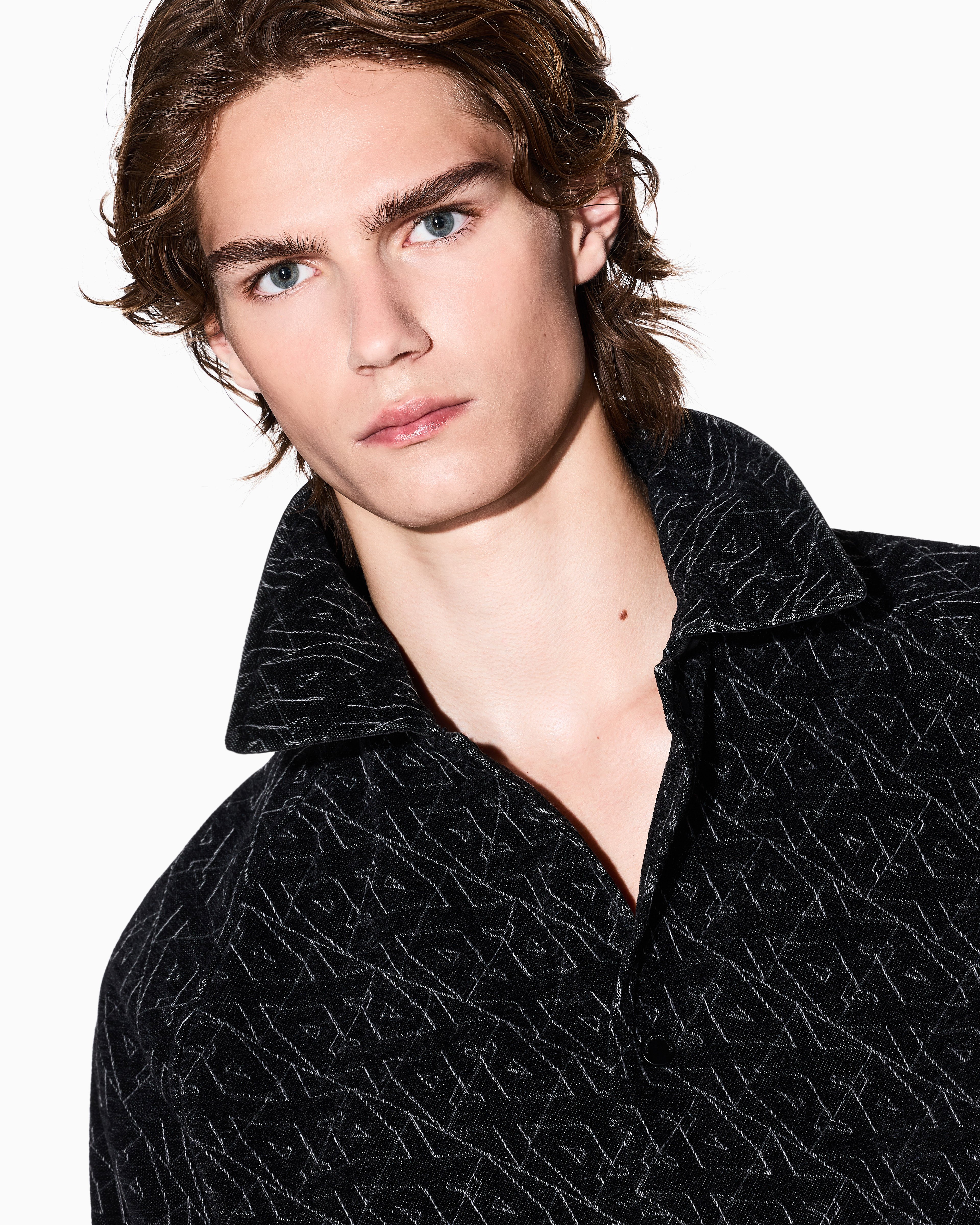 Men Black Logo Execution Regular Fit Front Open Jackets