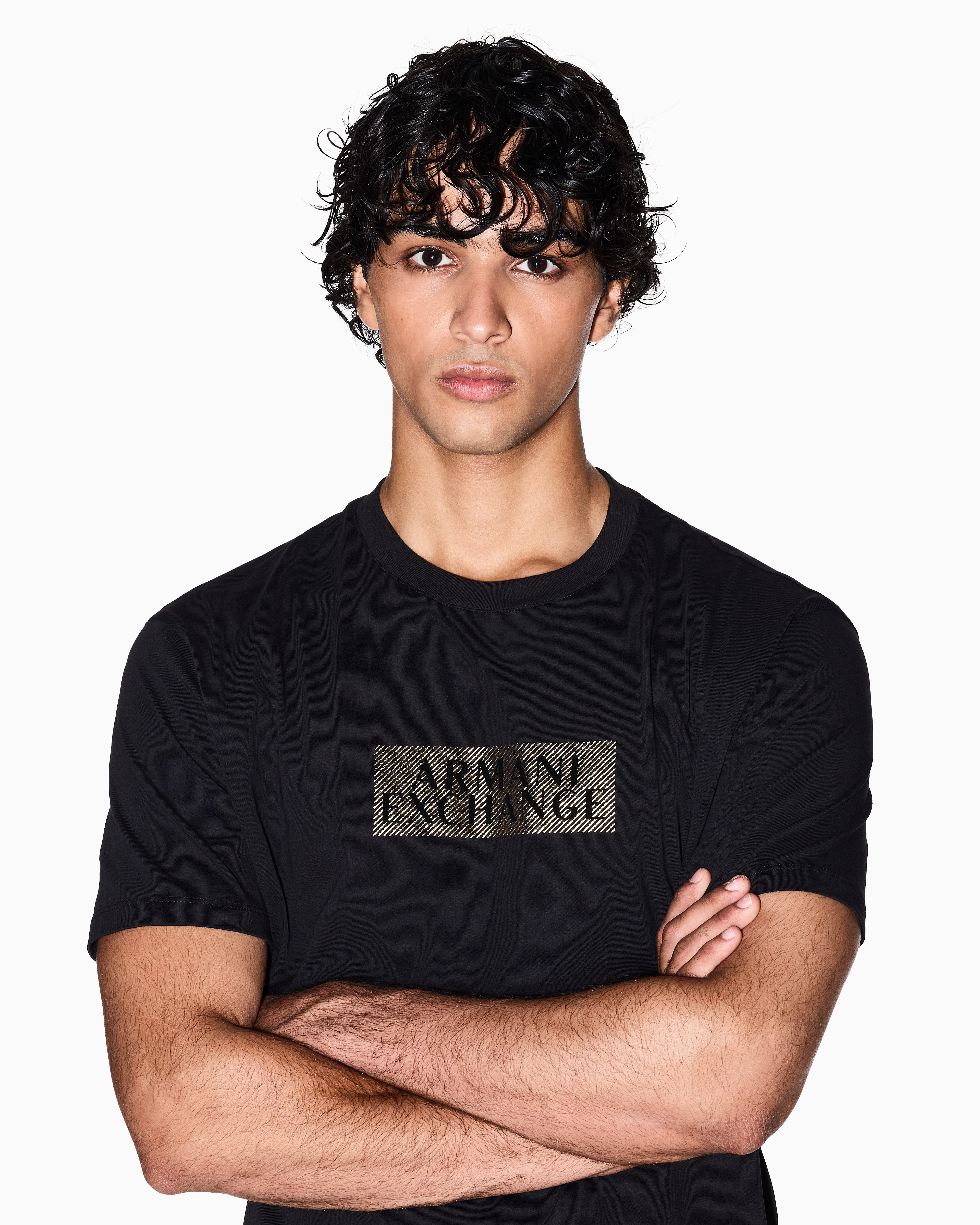 Men Black Black and Gold Regular Fit T-Shirts