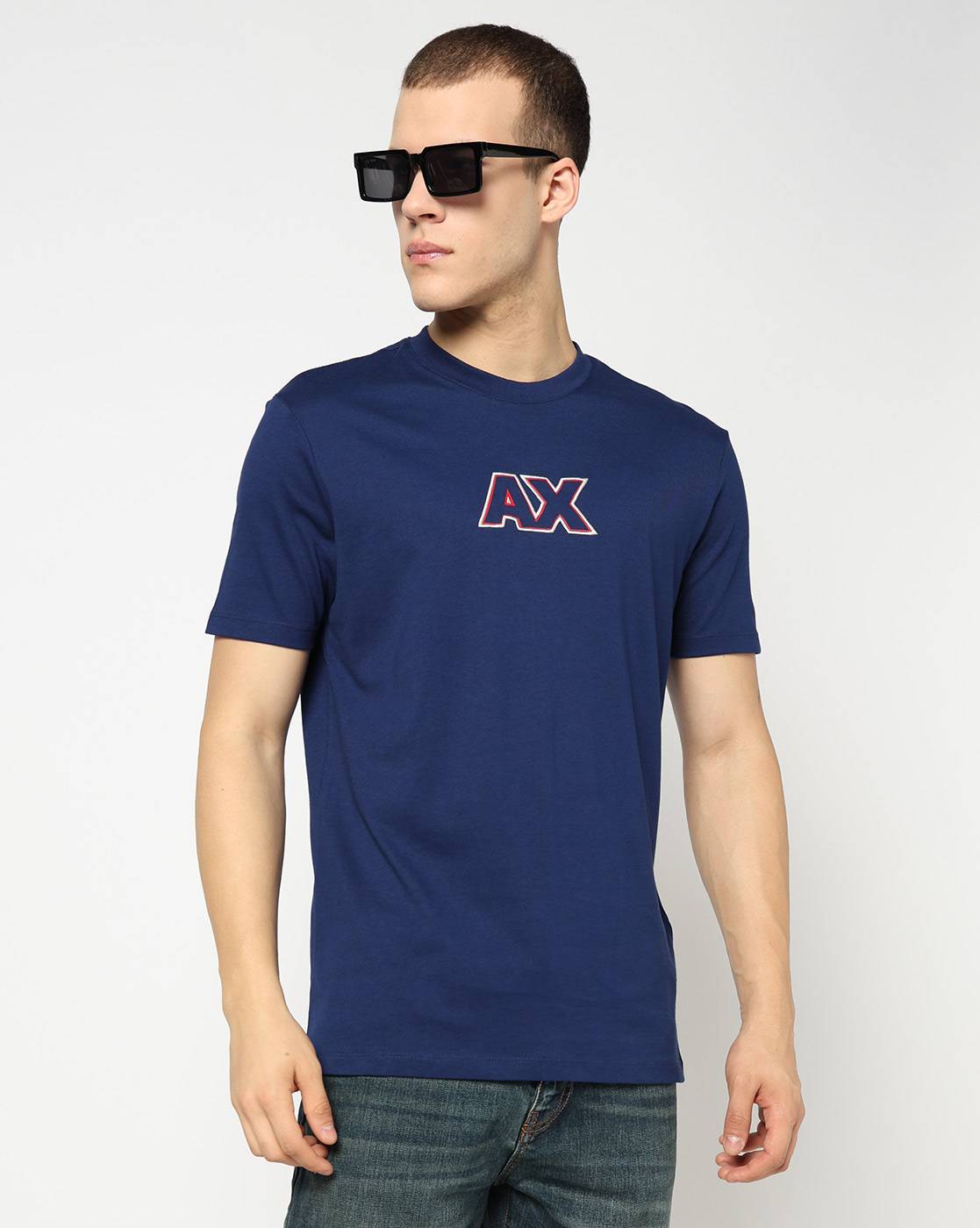 Men Blue Retro Sports Regular Fit T-Shirts