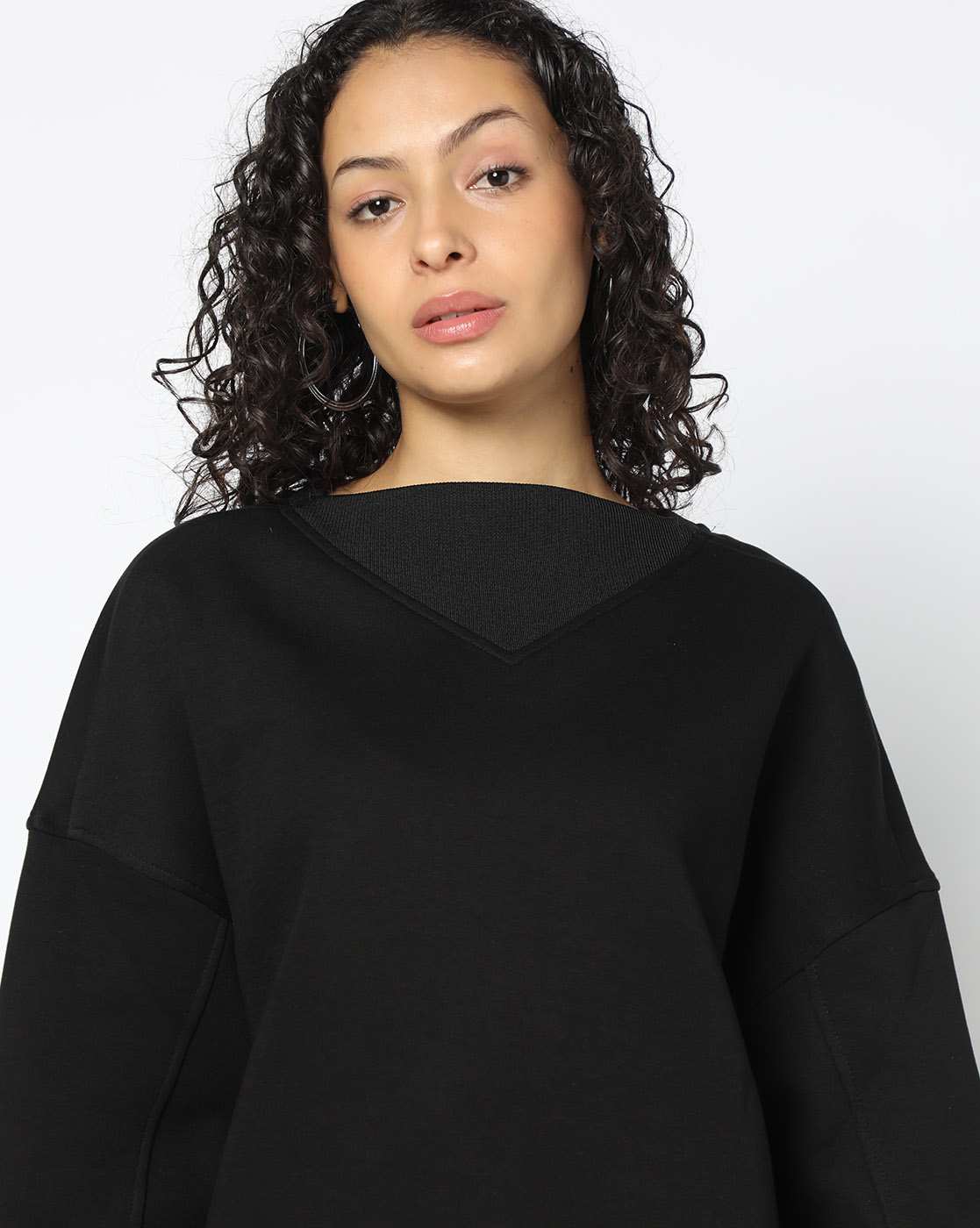 Women Black Cozy Lab Oversized Fit Sweatshirts