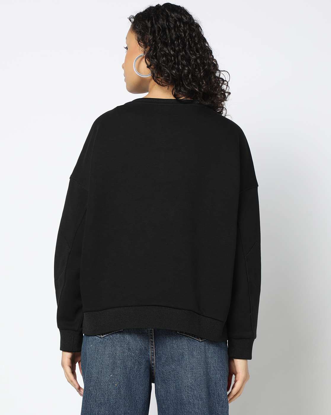 Women Black Cozy Lab Oversized Fit Sweatshirts