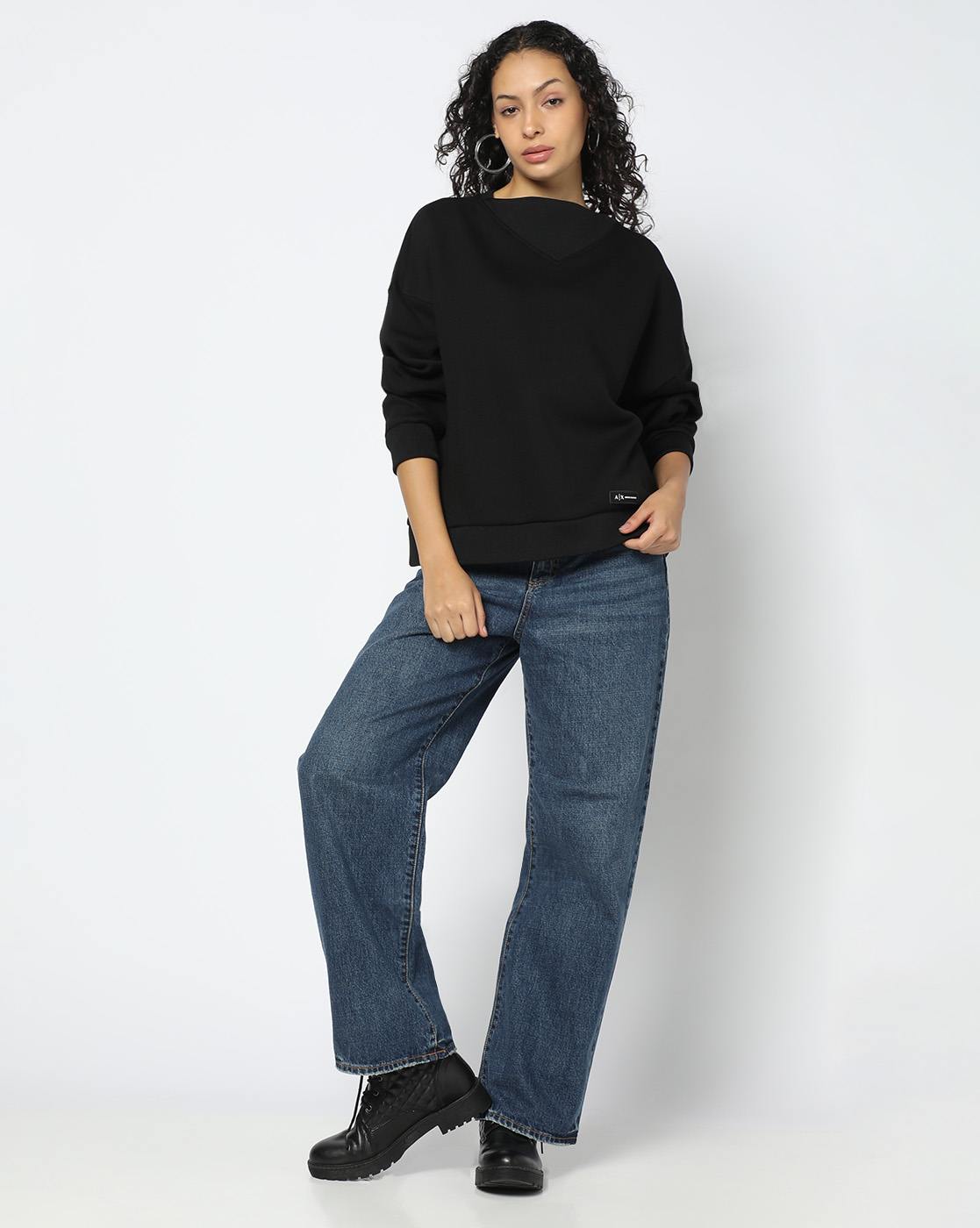 Women Black Cozy Lab Oversized Fit Sweatshirts