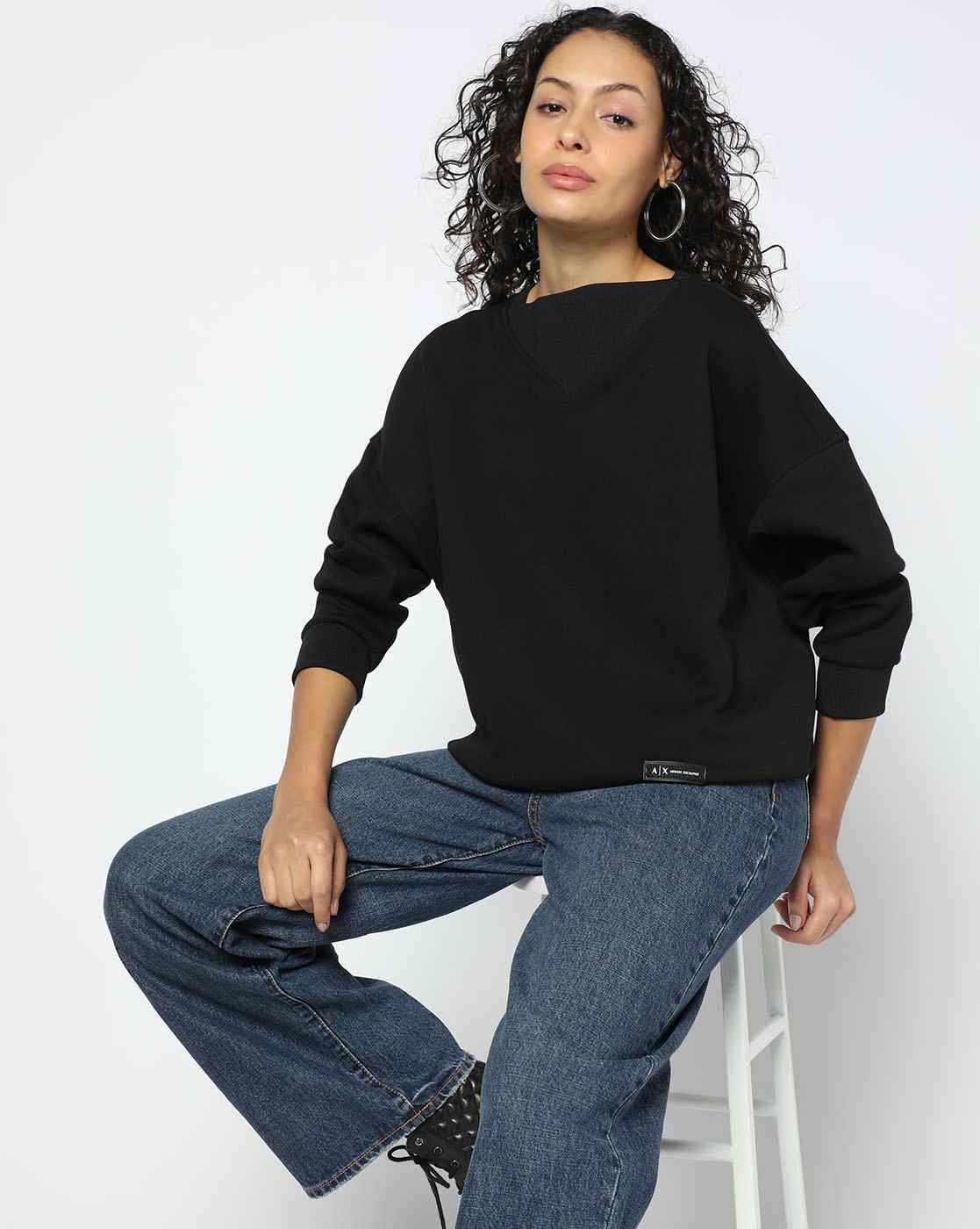 Women Black Cozy Lab Oversized Fit Sweatshirts
