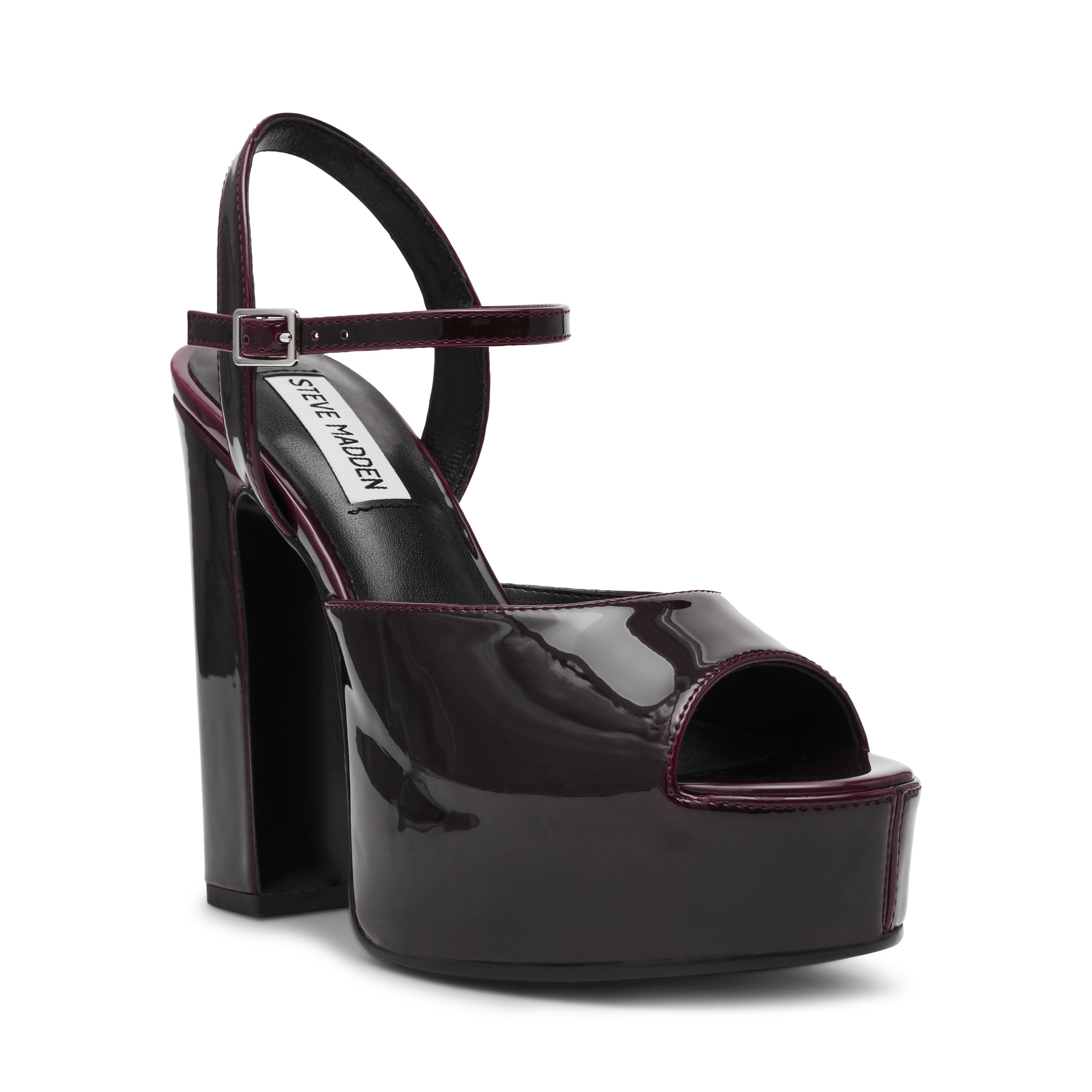 Tandem Dark Cherry Patent Heel Sandals