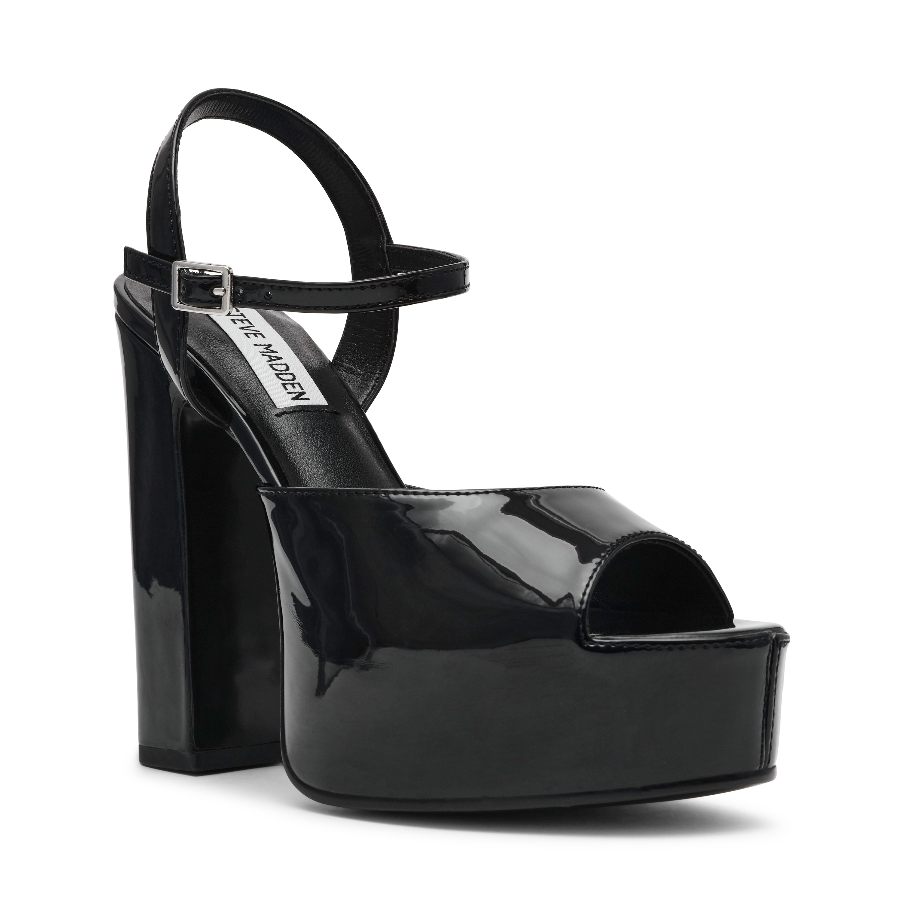 Tandem Black Patent Heel Sandals