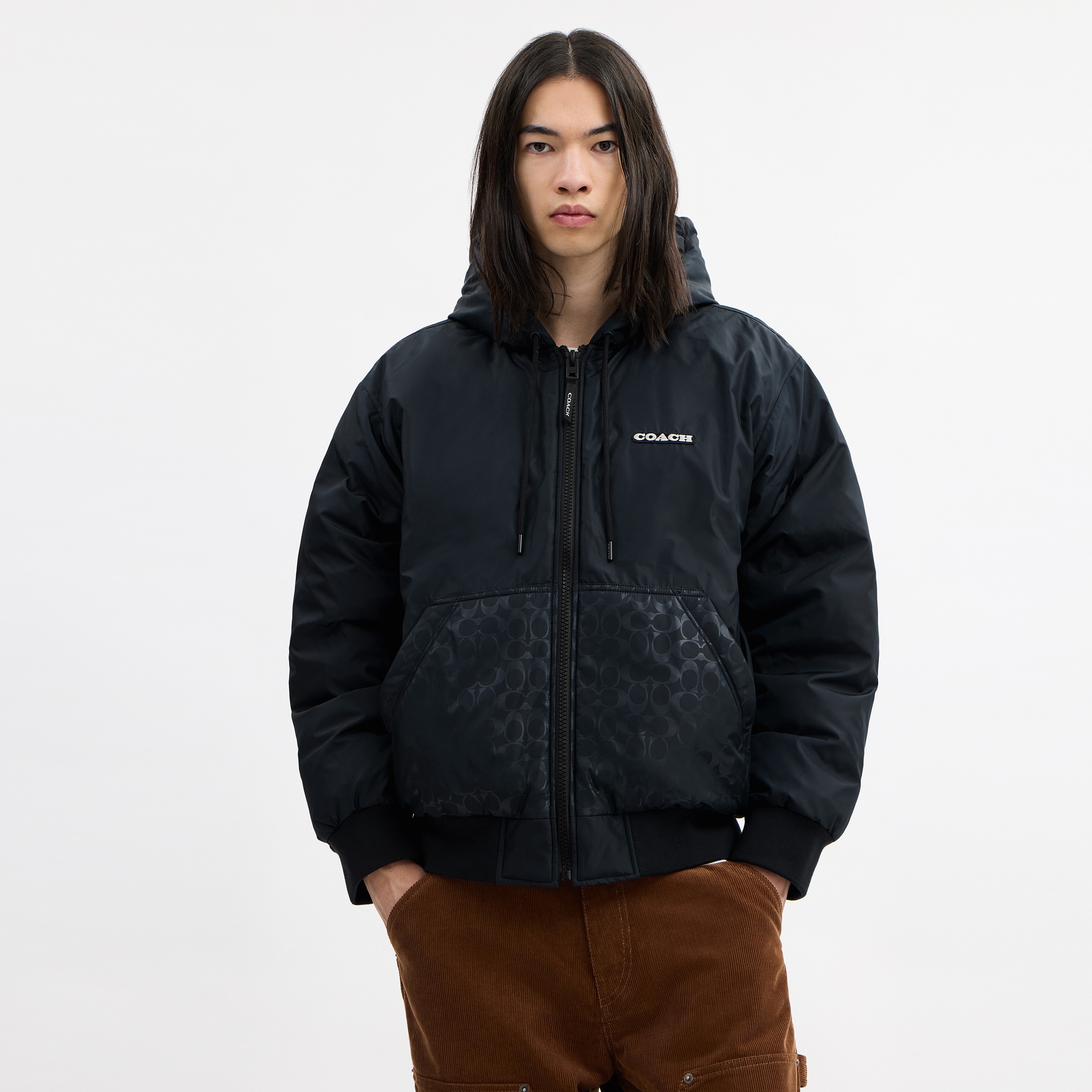 Down Zip Hoodie In Recycled Polyester