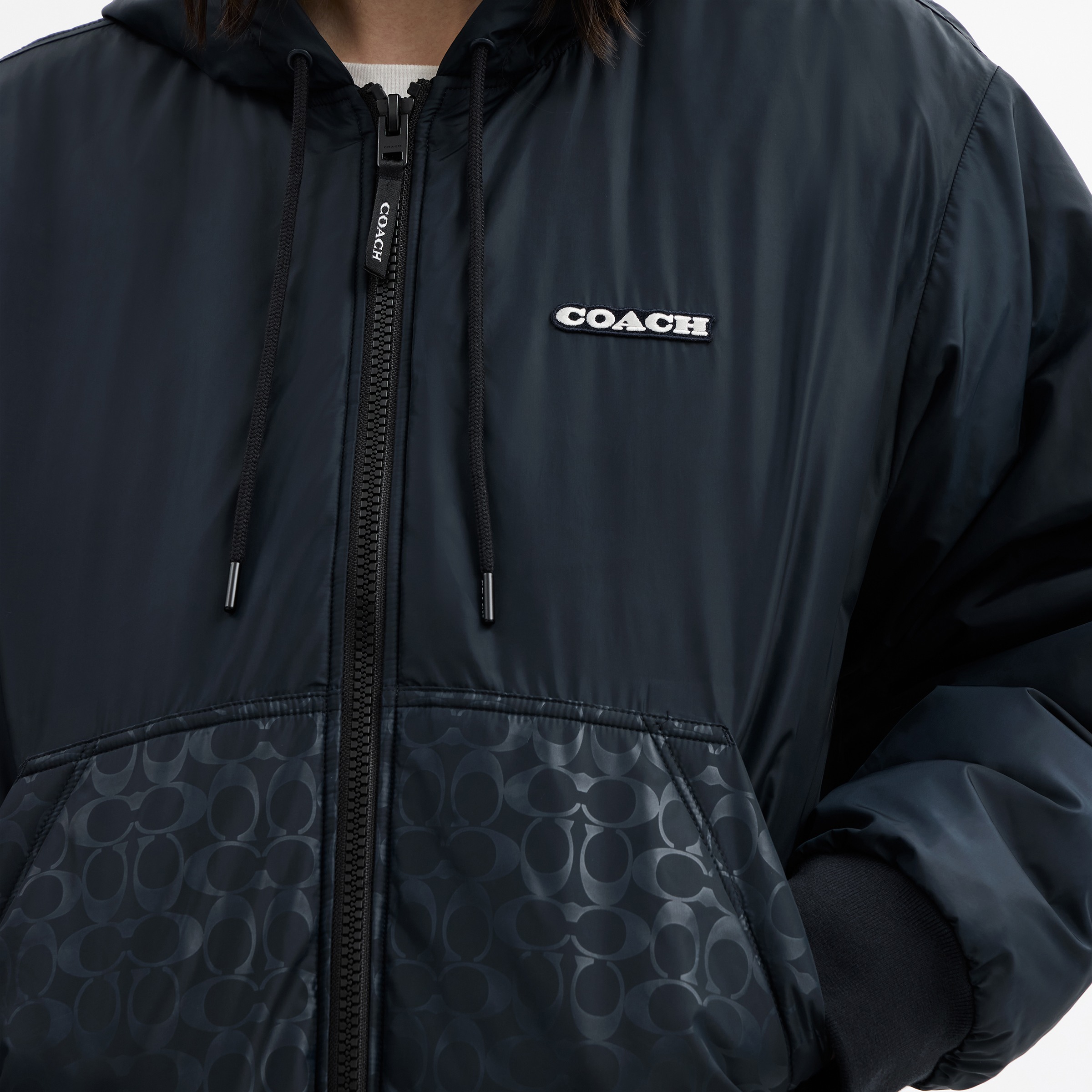 Down Zip Hoodie In Recycled Polyester