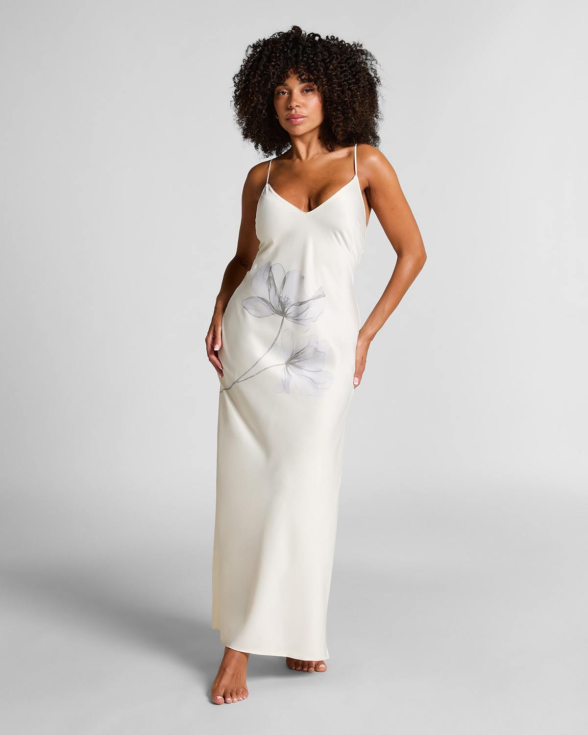 Slipdress Long Satin Floral