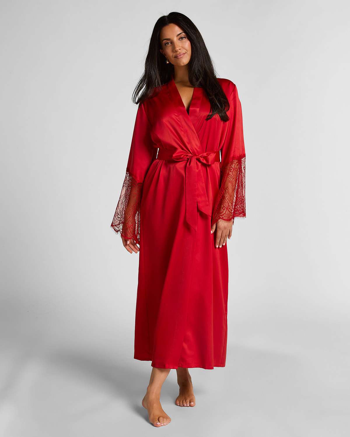 Kimono Long Satin Lace