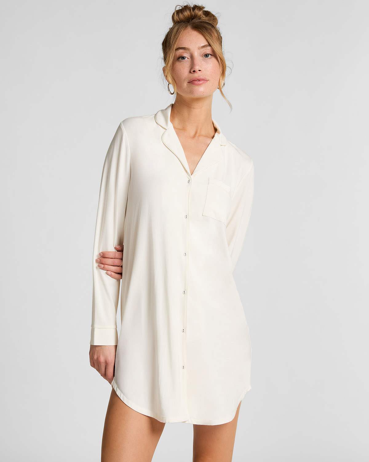 White Essential Jersey Shirtdress