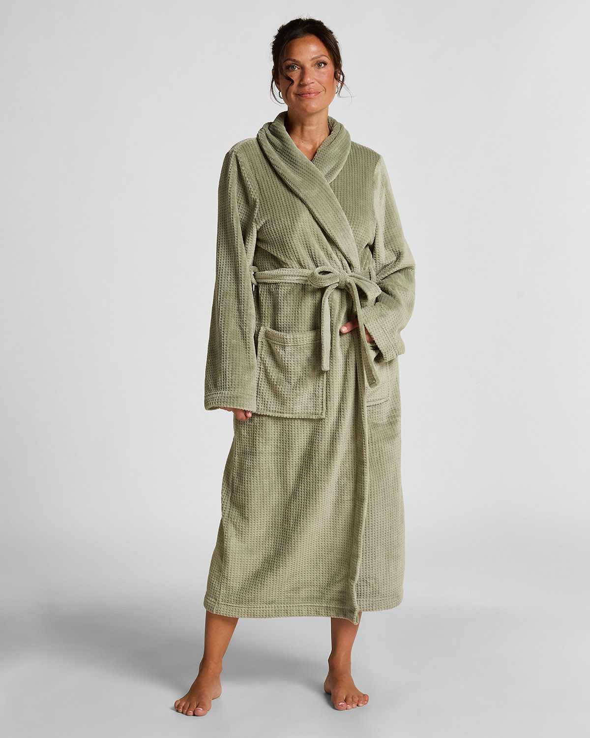 Grey Fleece Bathrobe
