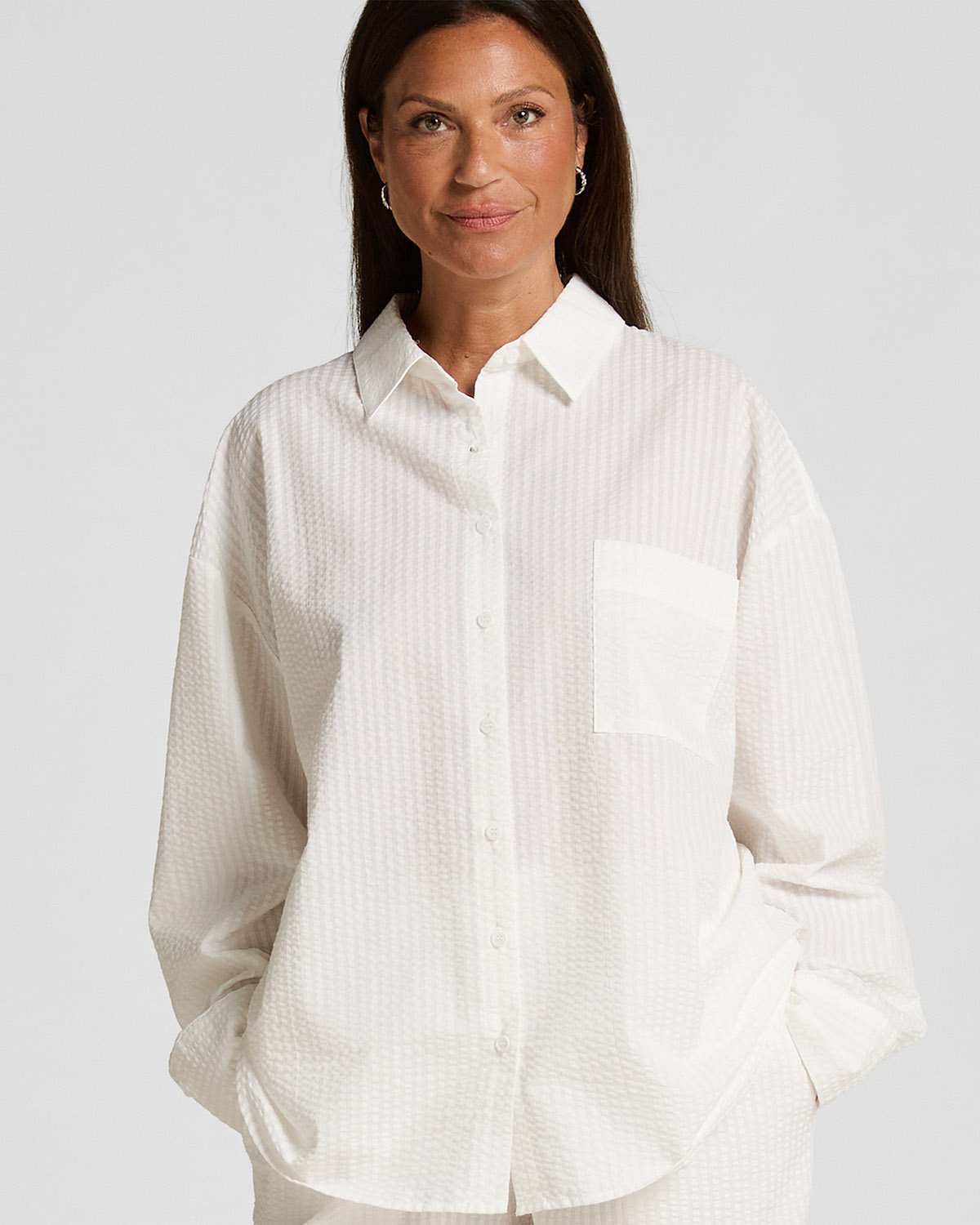 SEERSUCKER COTTON PYJAMA TOP