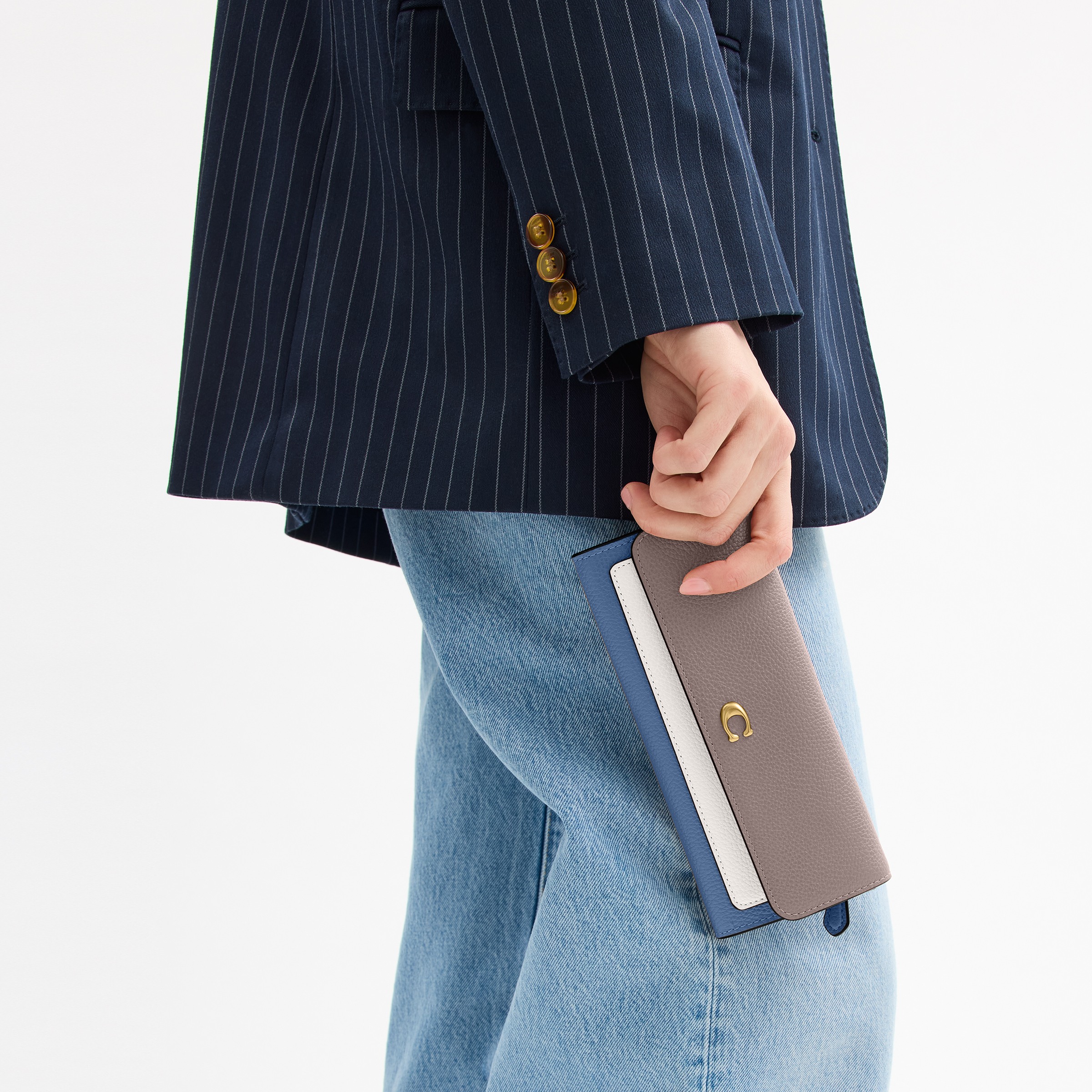 Colorblock Leather Mila Long Flap Wallet