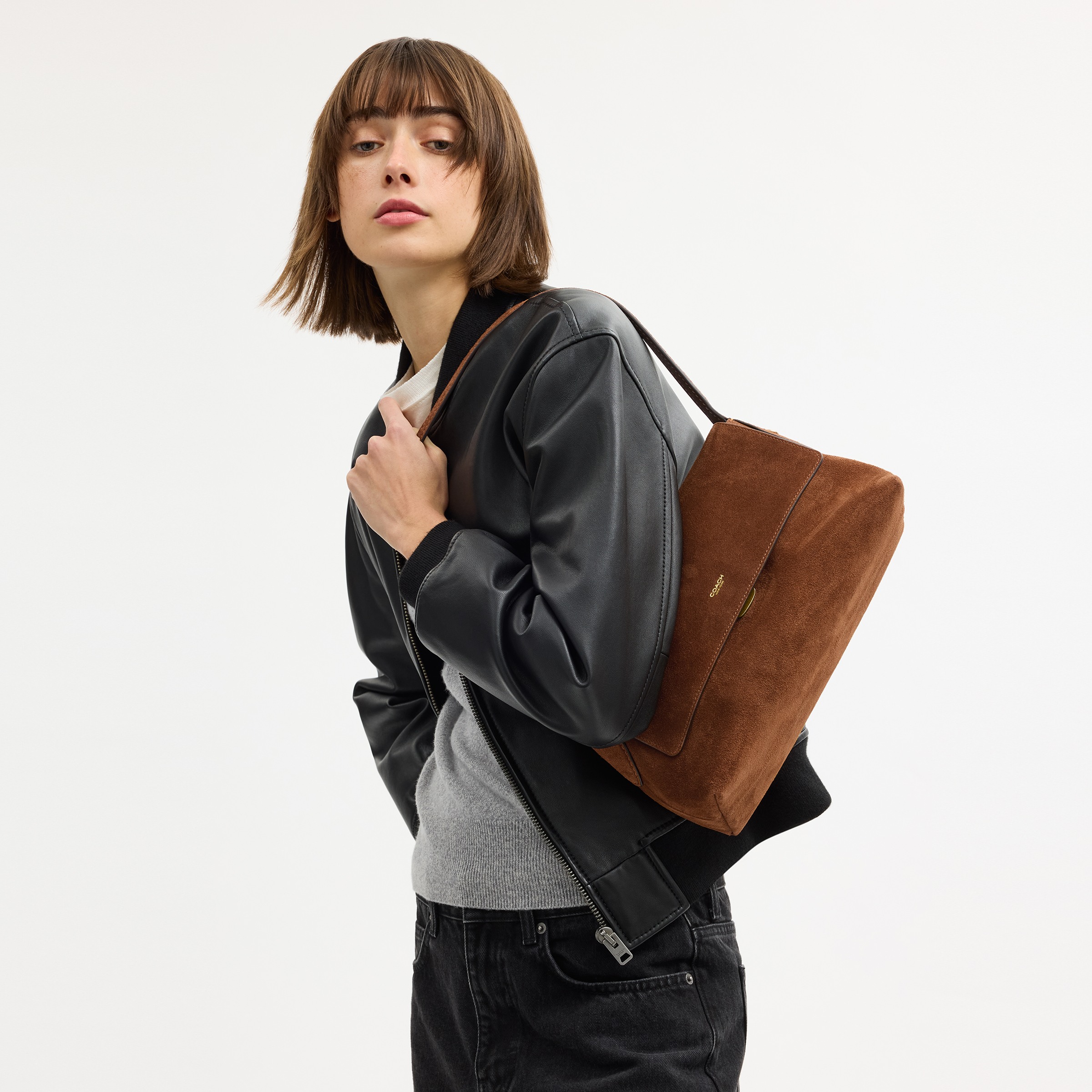 Natural Grain Leather Chelsea Shoulder Bag 30 With Chain