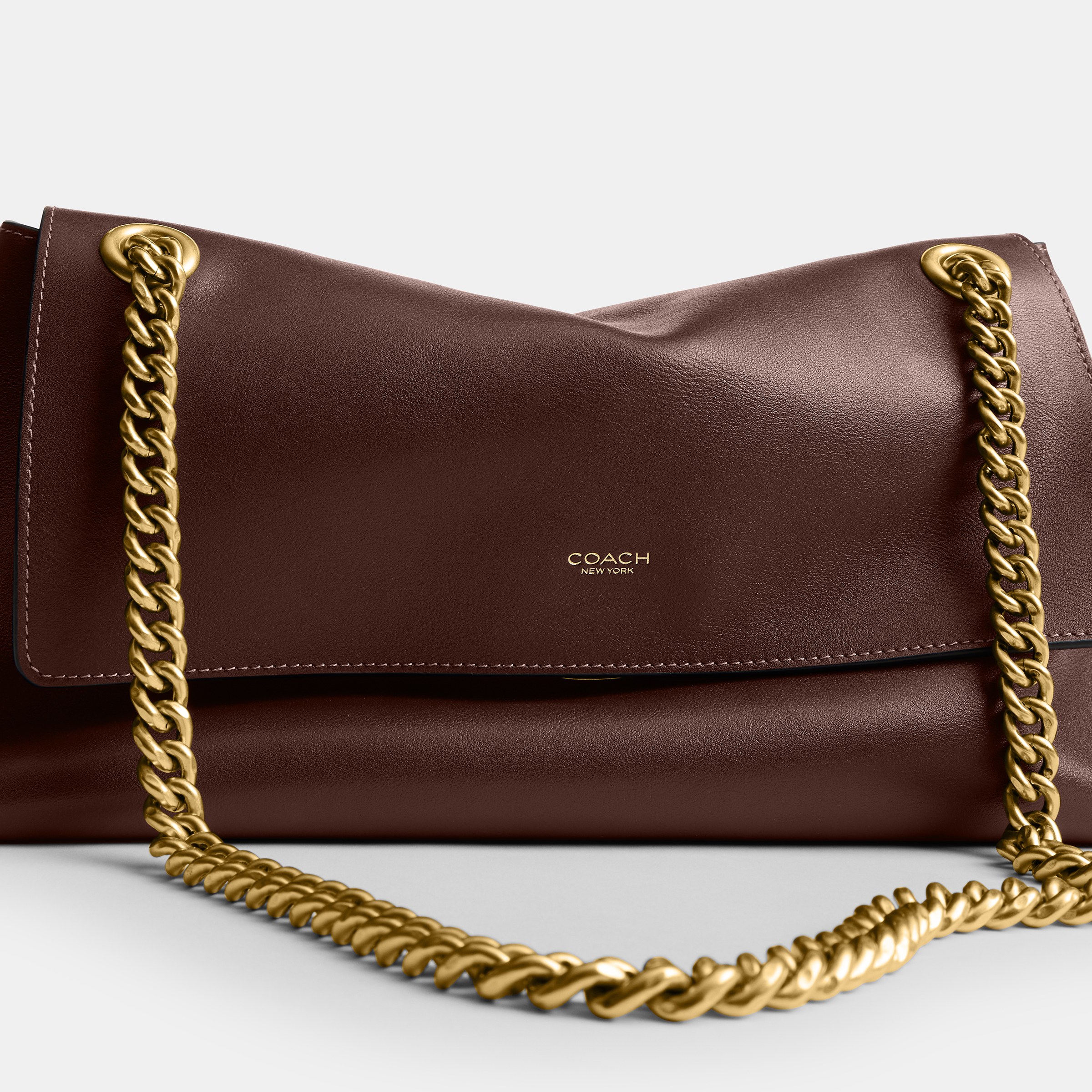 Natural Grain Leather Chelsea Shoulder Bag 30 With Chain