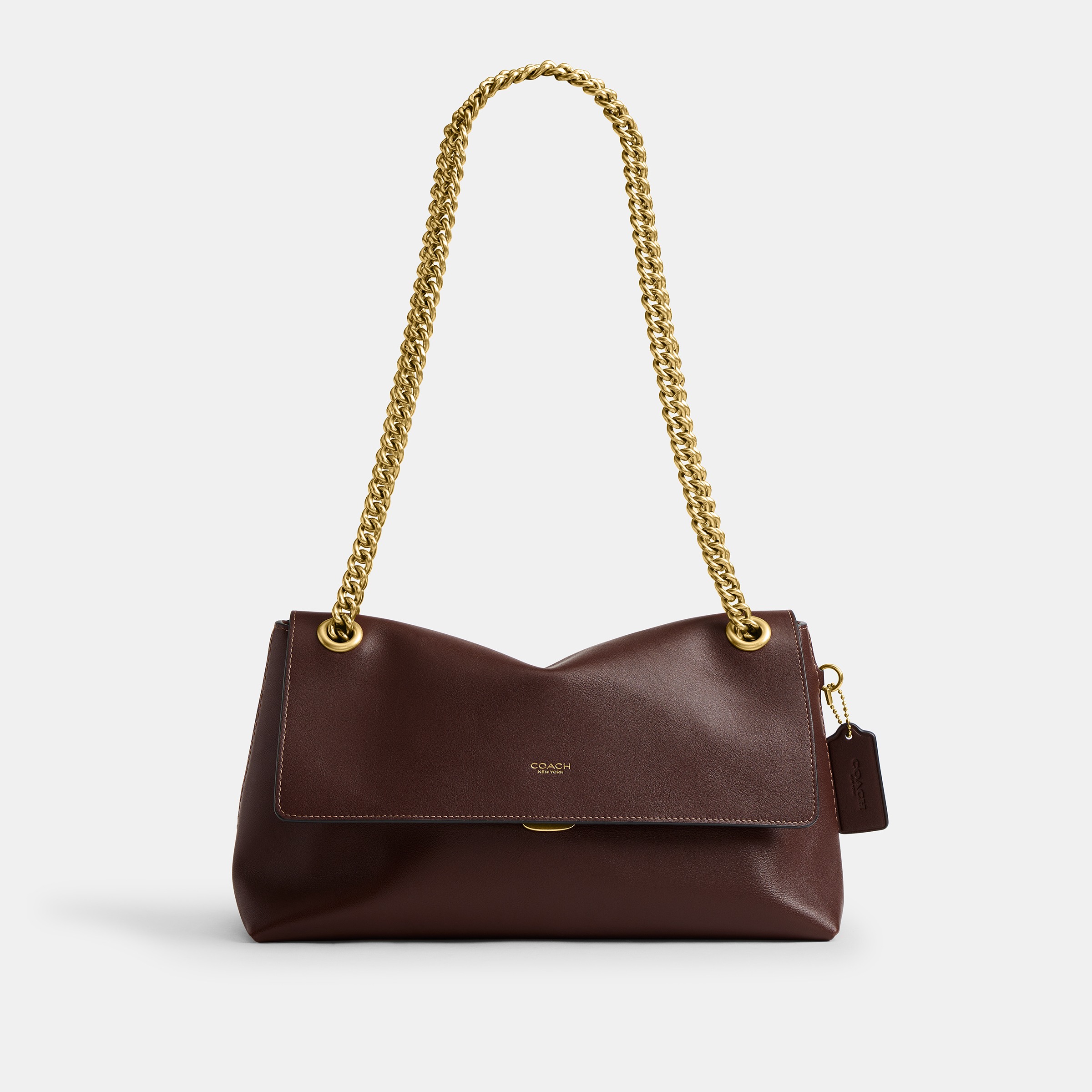 Natural Grain Leather Chelsea Shoulder Bag 30 With Chain