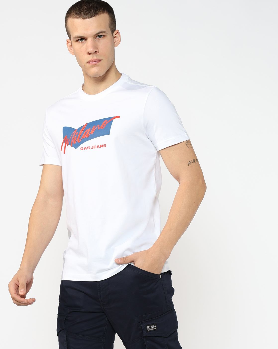 GAS | Regular Fit Crewneck T-Shirt with Bold Logo