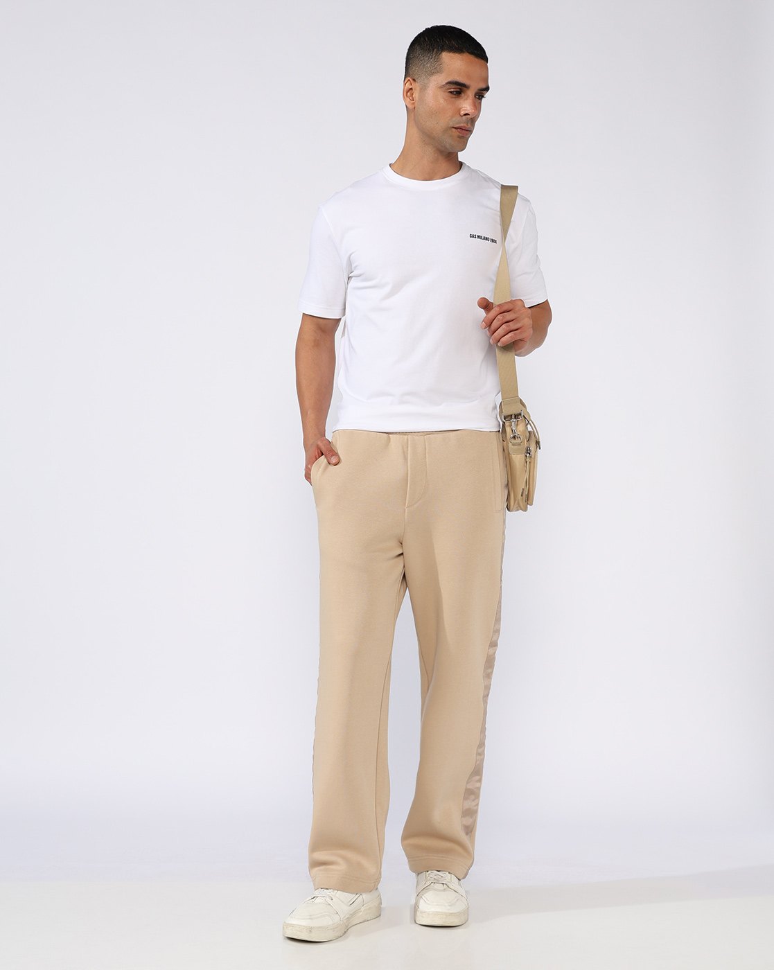 GAS | Track Pant Straight Fit Mid Rise Cream