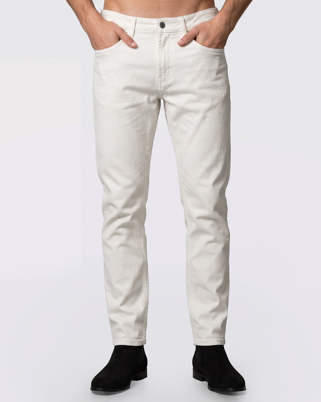 Men's White Straight Fit Jeans