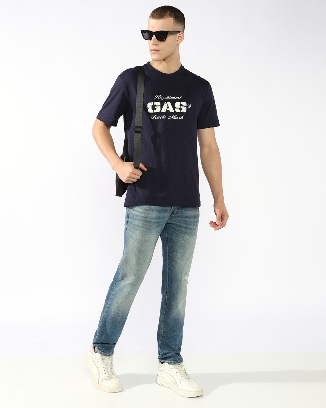 GAS | Albert Slim Fit Mid Rise Mid Distress Light Wash Blue Jeans
