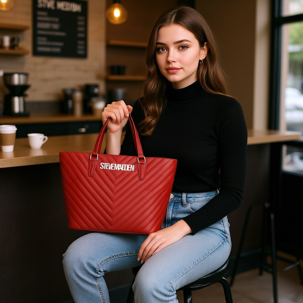Bjude-2 Red/Silver Tote