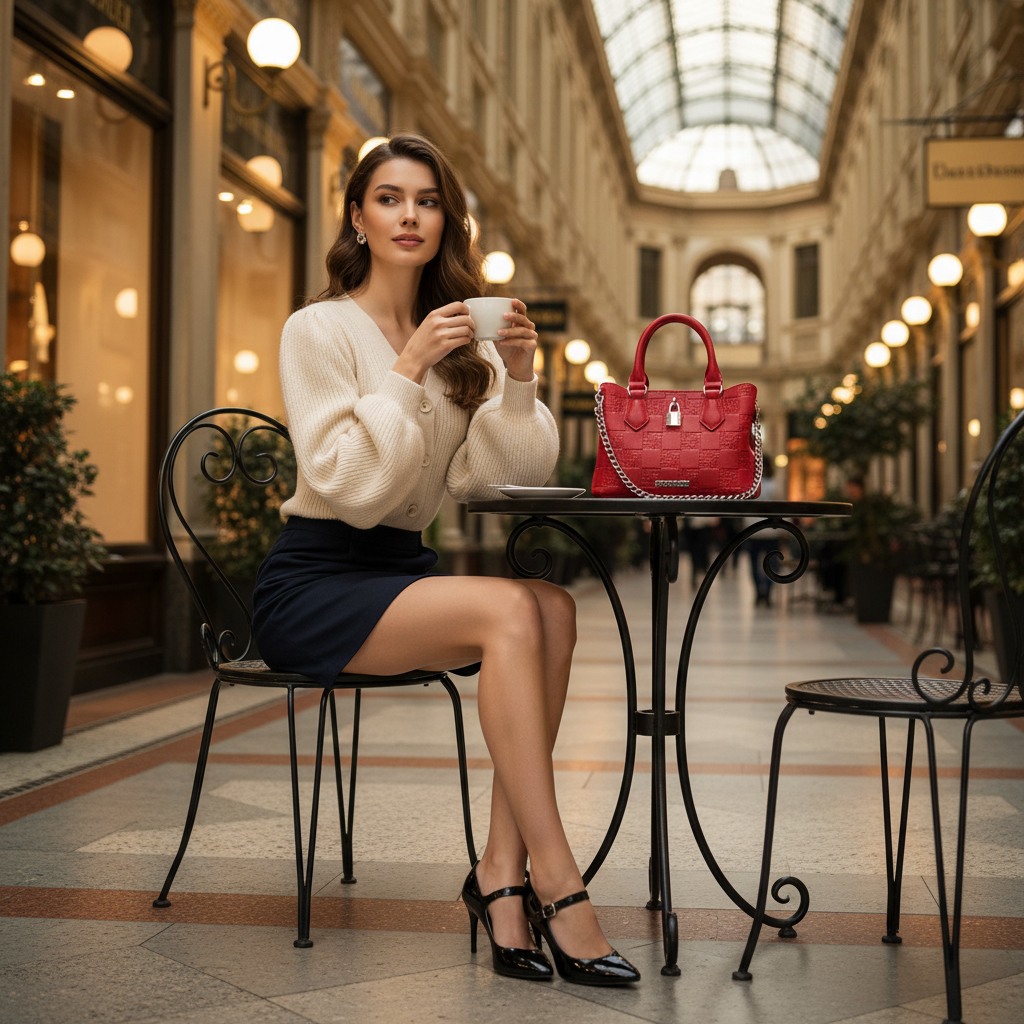 Bnotice-2 Red-Silver Satchel