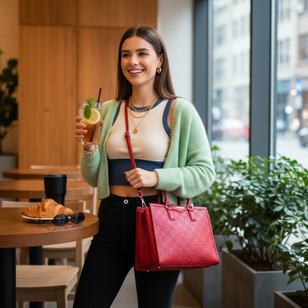 Bmanor-J Red-Silver Tote