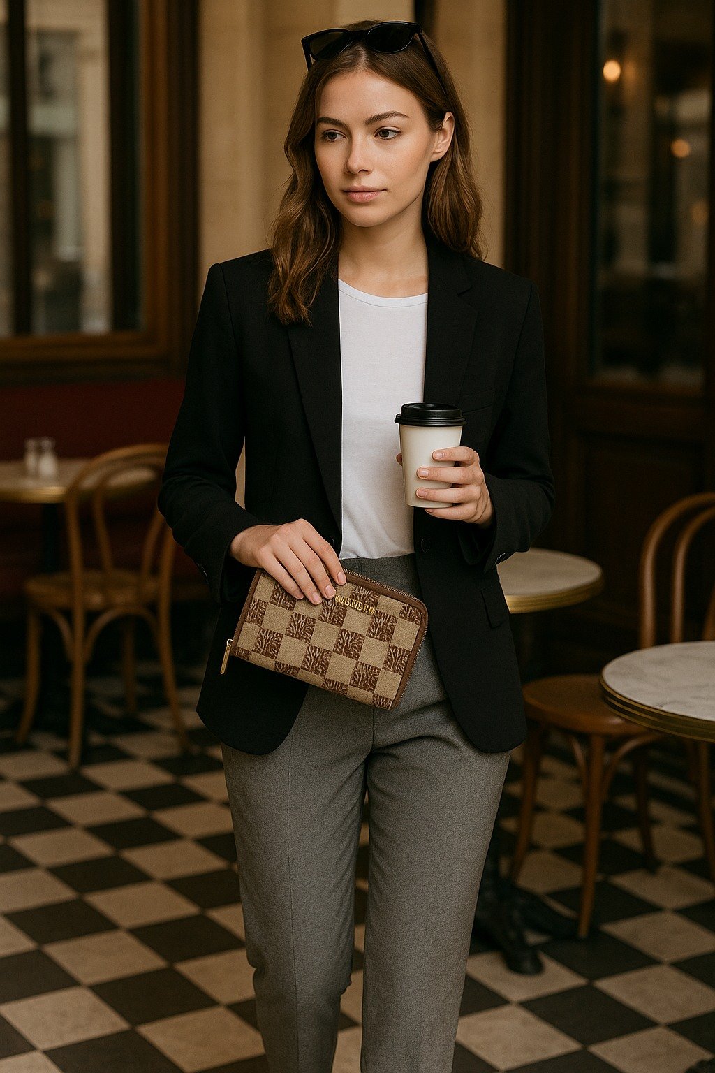 Bemi Brown-Gold Clutches & Wallets