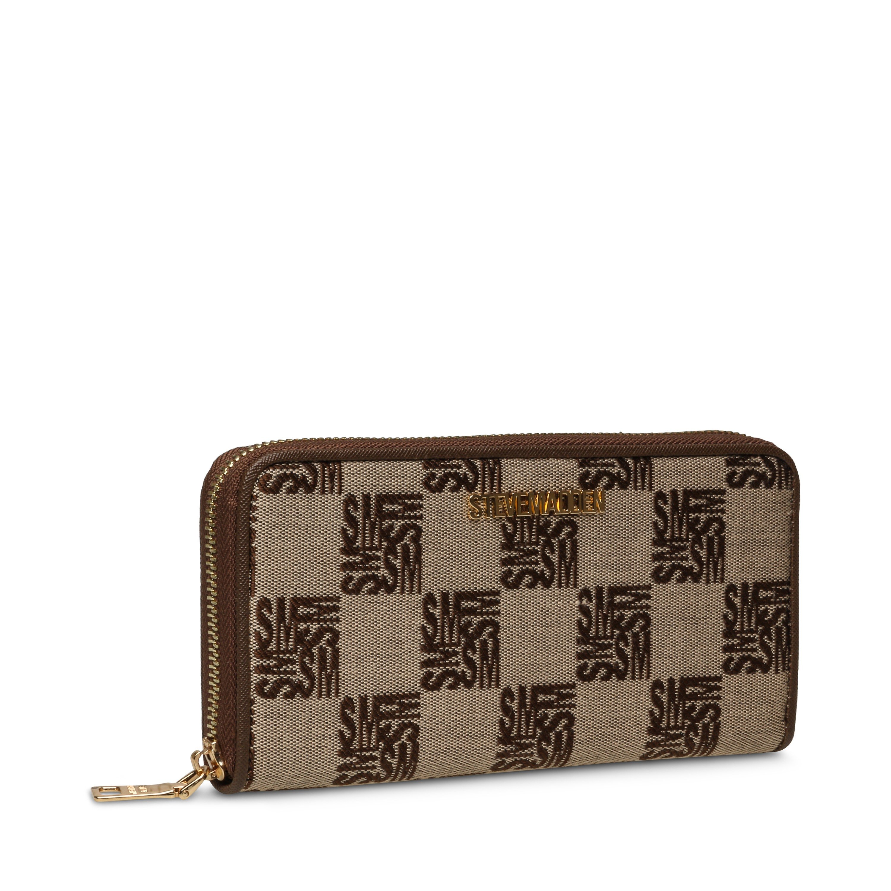 Bemi Brown-Gold Clutches & Wallets