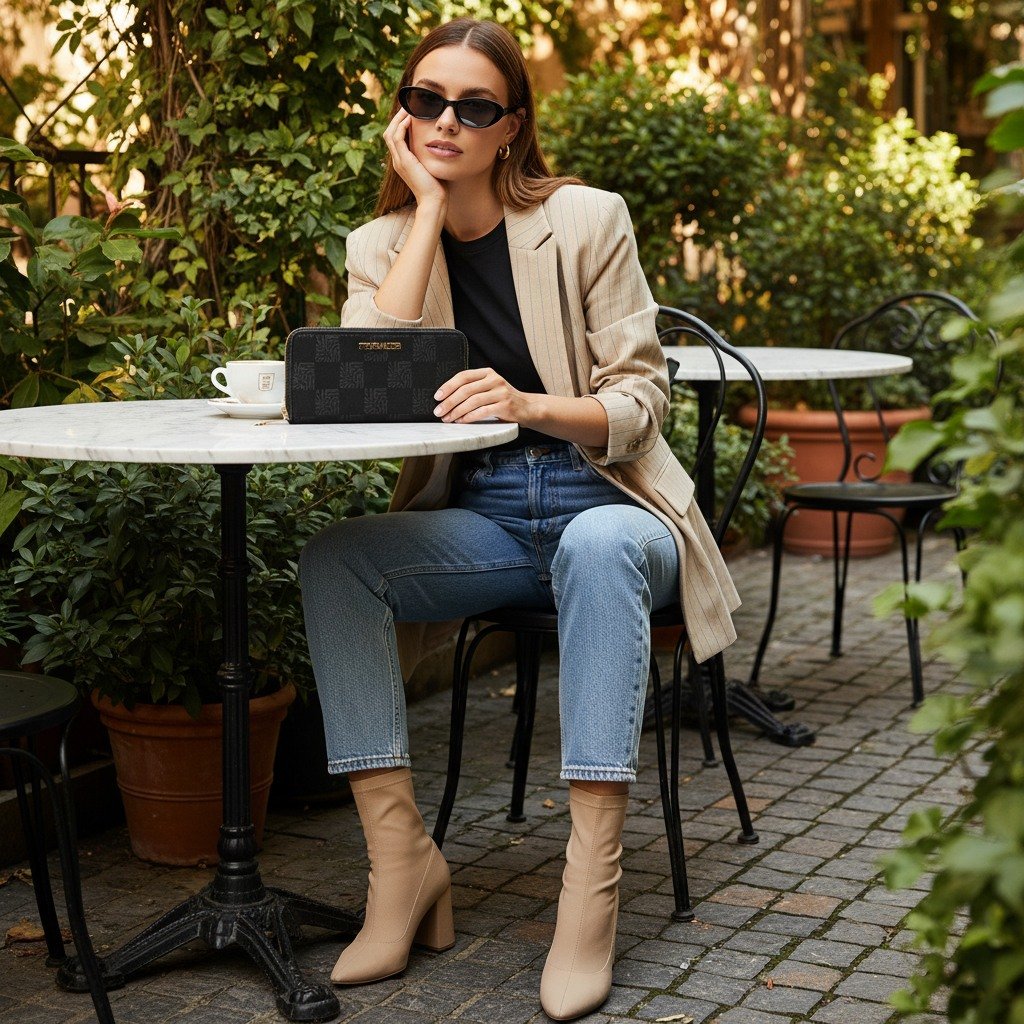 Bemi Black-Gold Clutches & Wallets