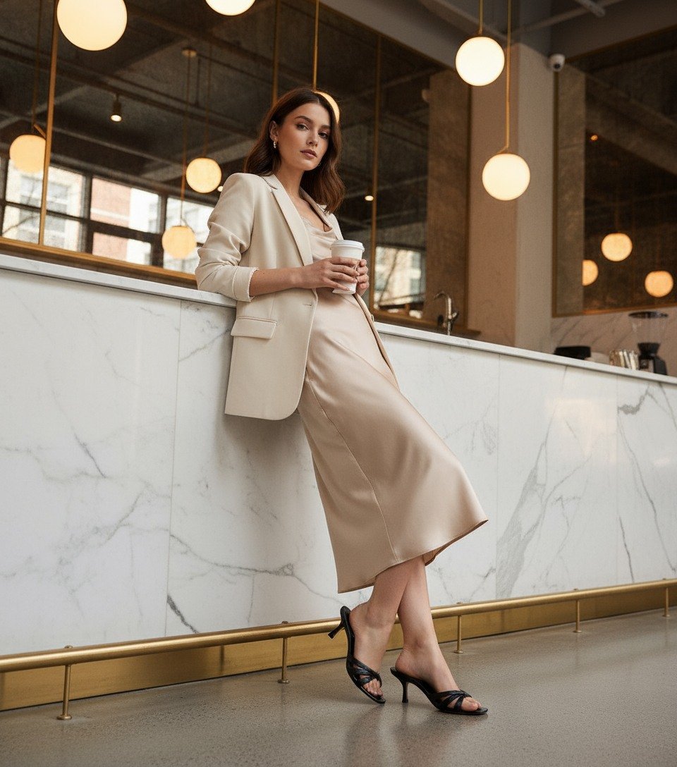 Cary-In Black Leather Heels Sandals