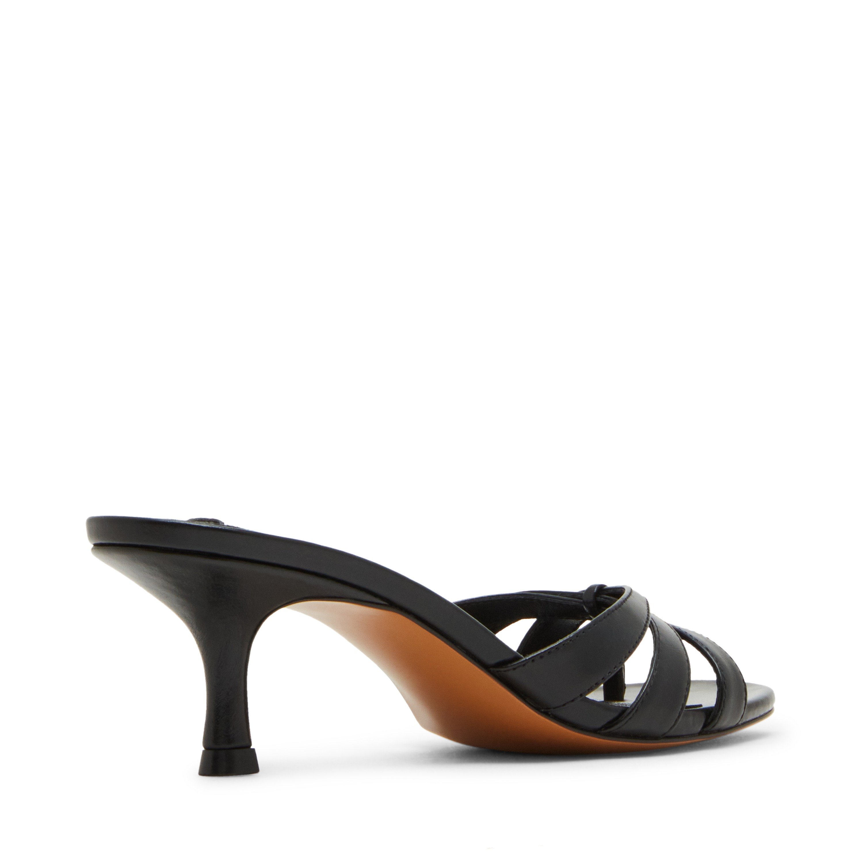 Cary-In Black Leather Heels Sandals