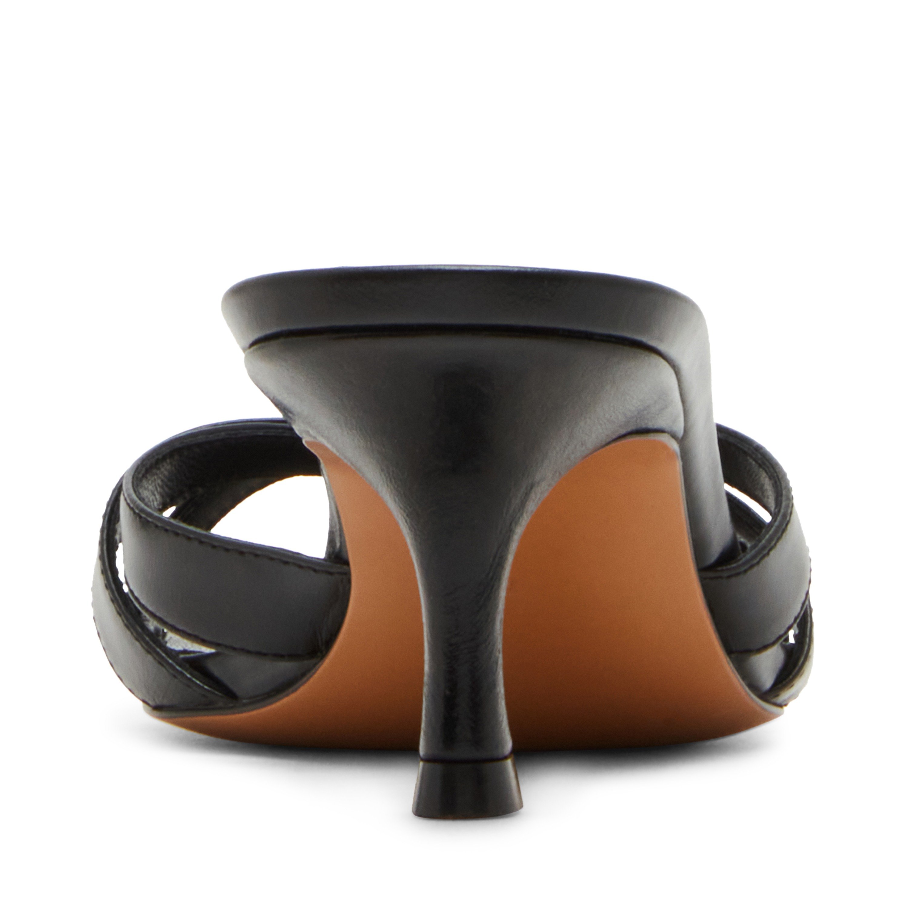 Cary-In Black Leather Heels Sandals