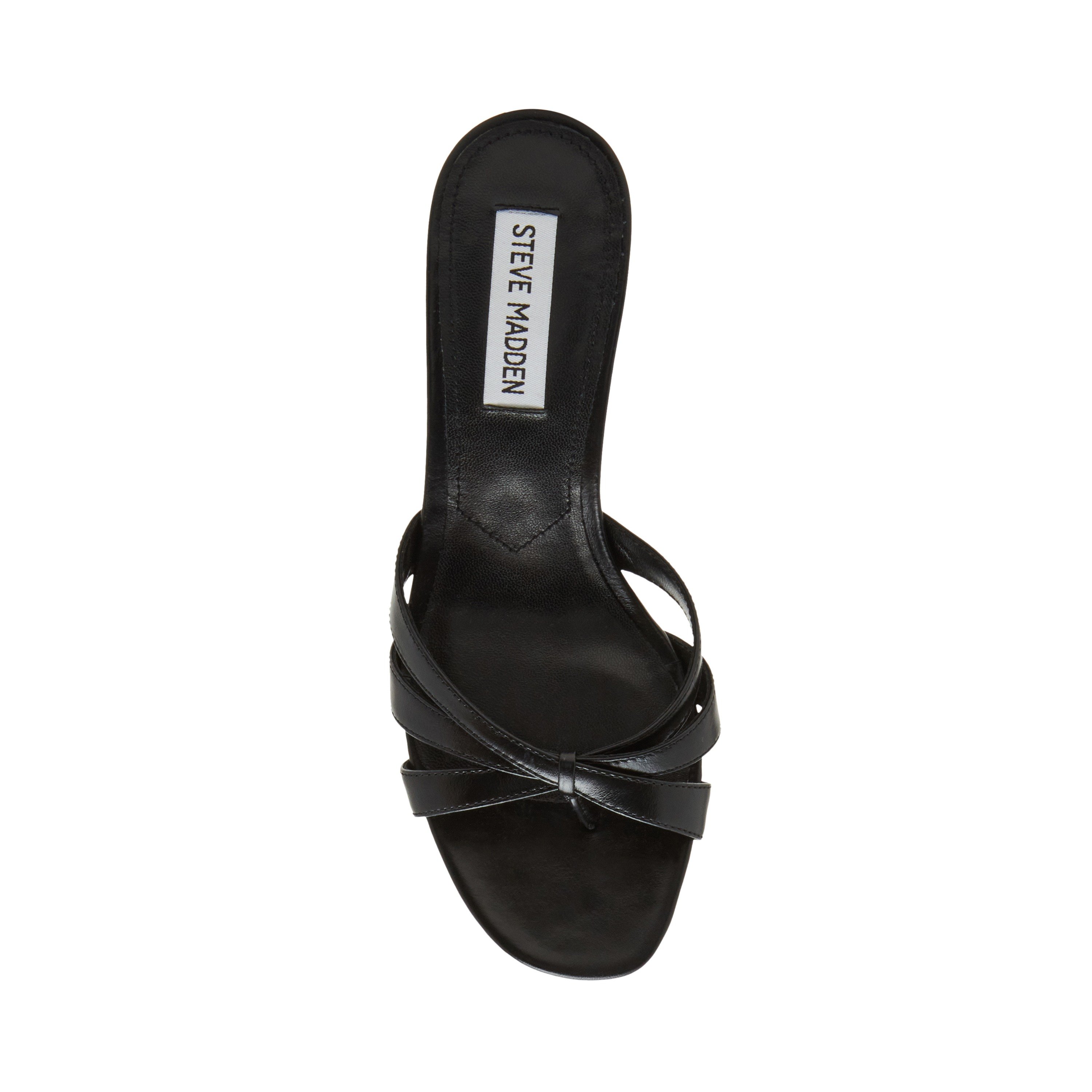 Cary-In Black Leather Heels Sandals