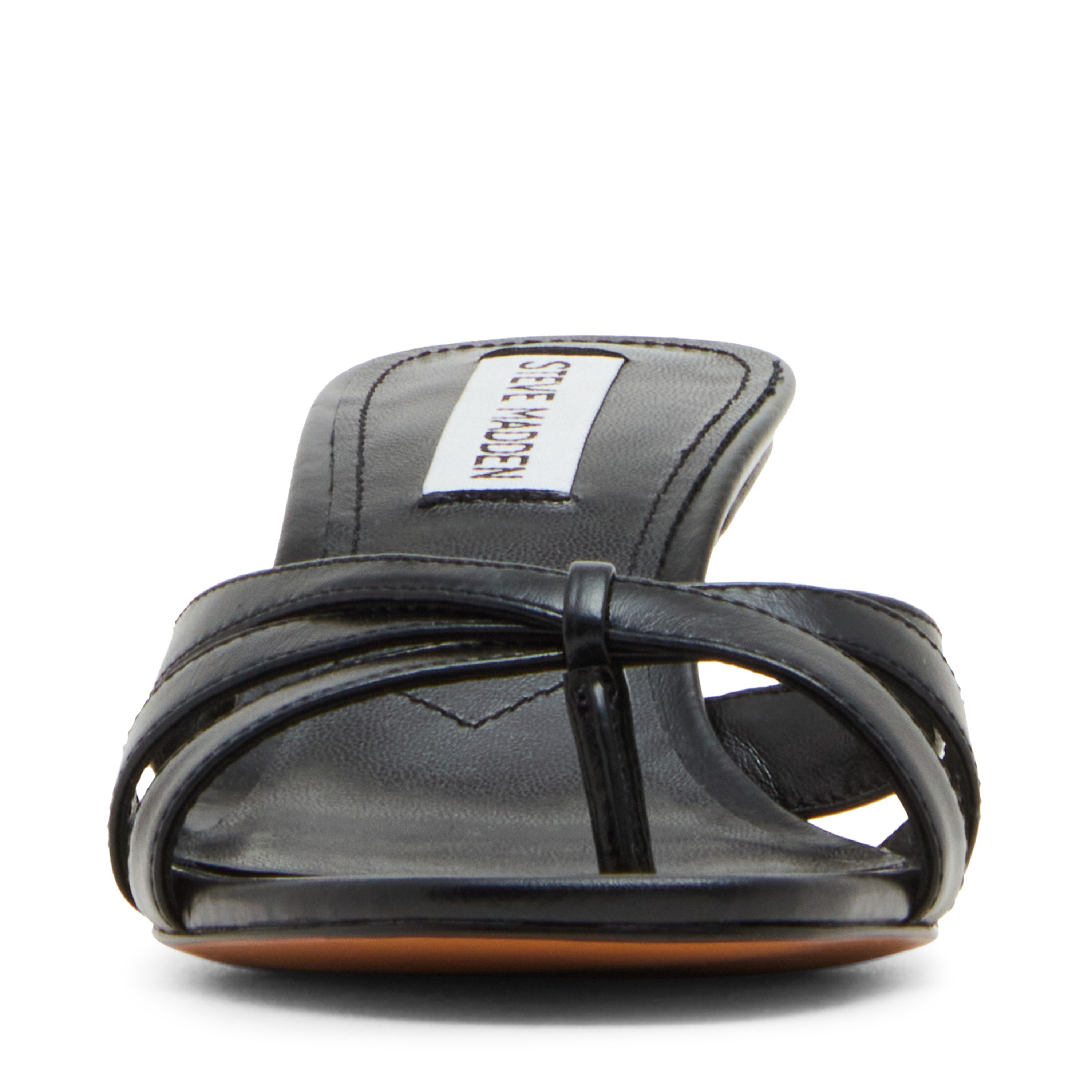 Cary-In Black Leather Heels Sandals