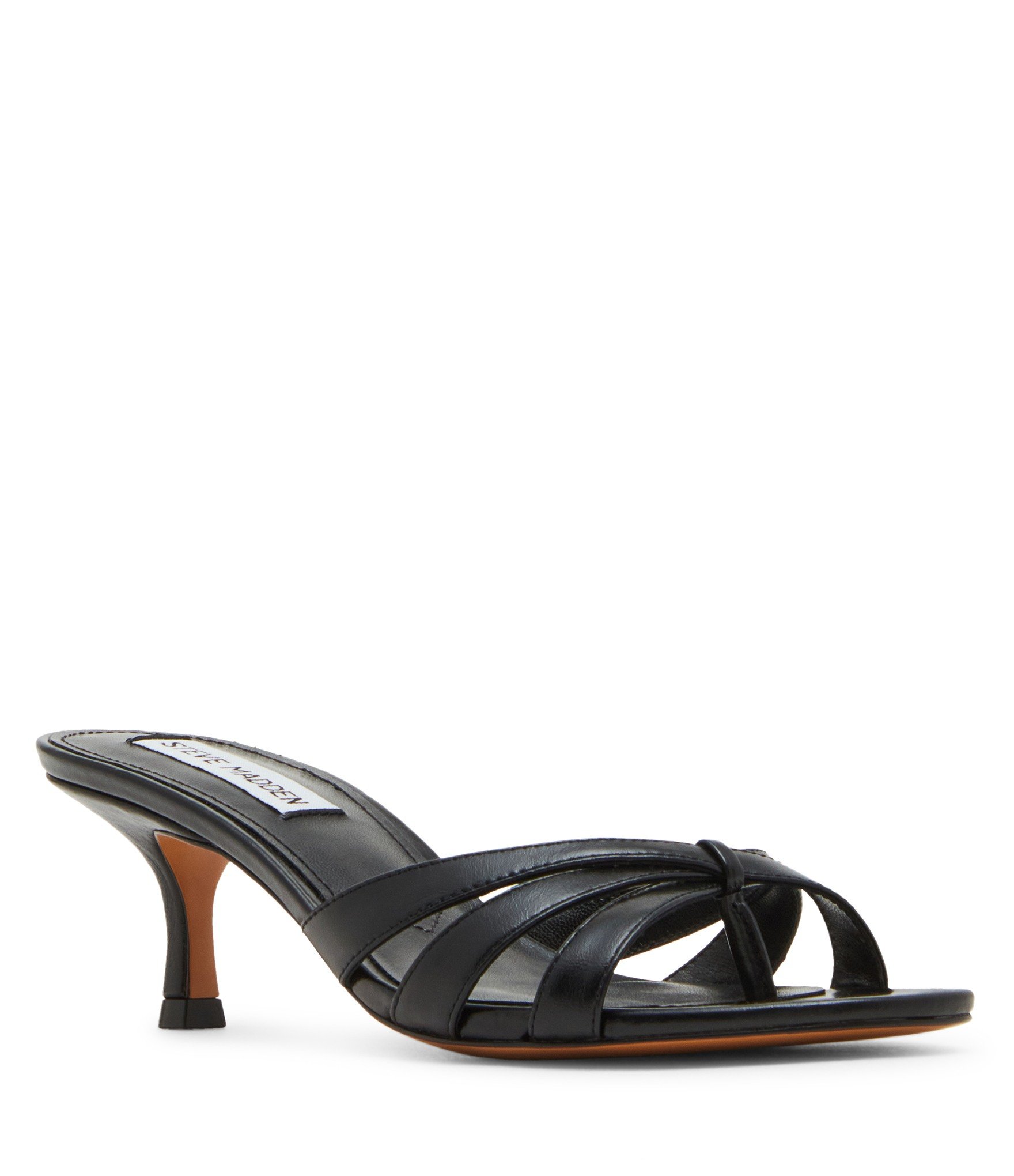 Cary-In Black Leather Heels Sandals