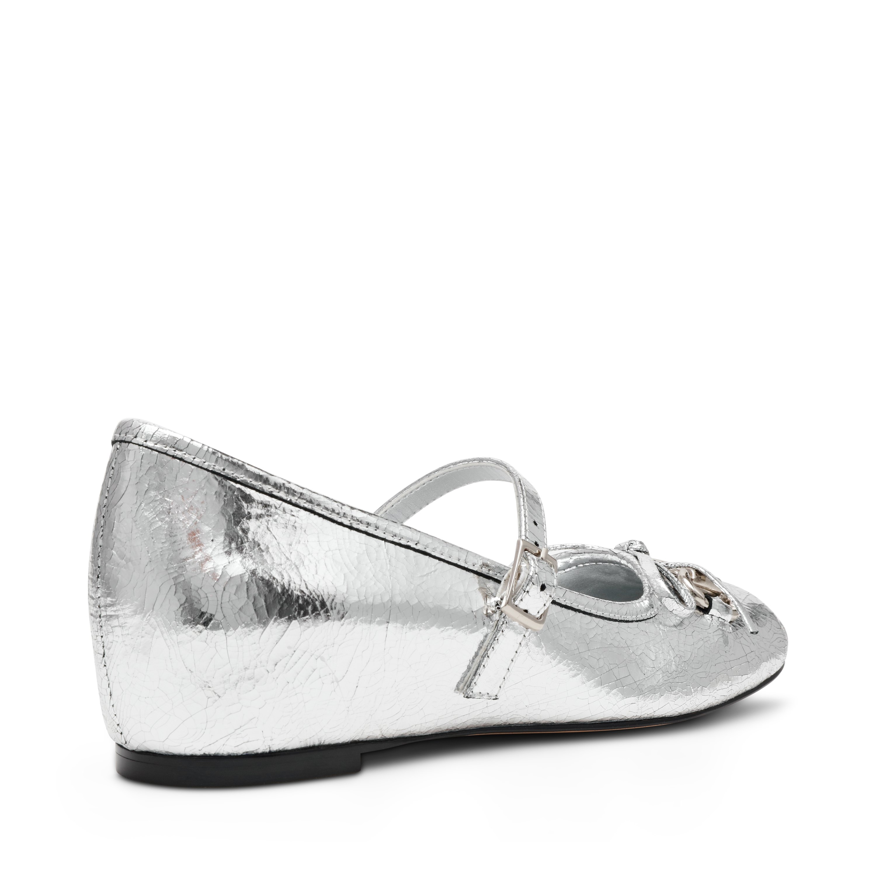 Leeta-In Silver Crinkle Ballerinas