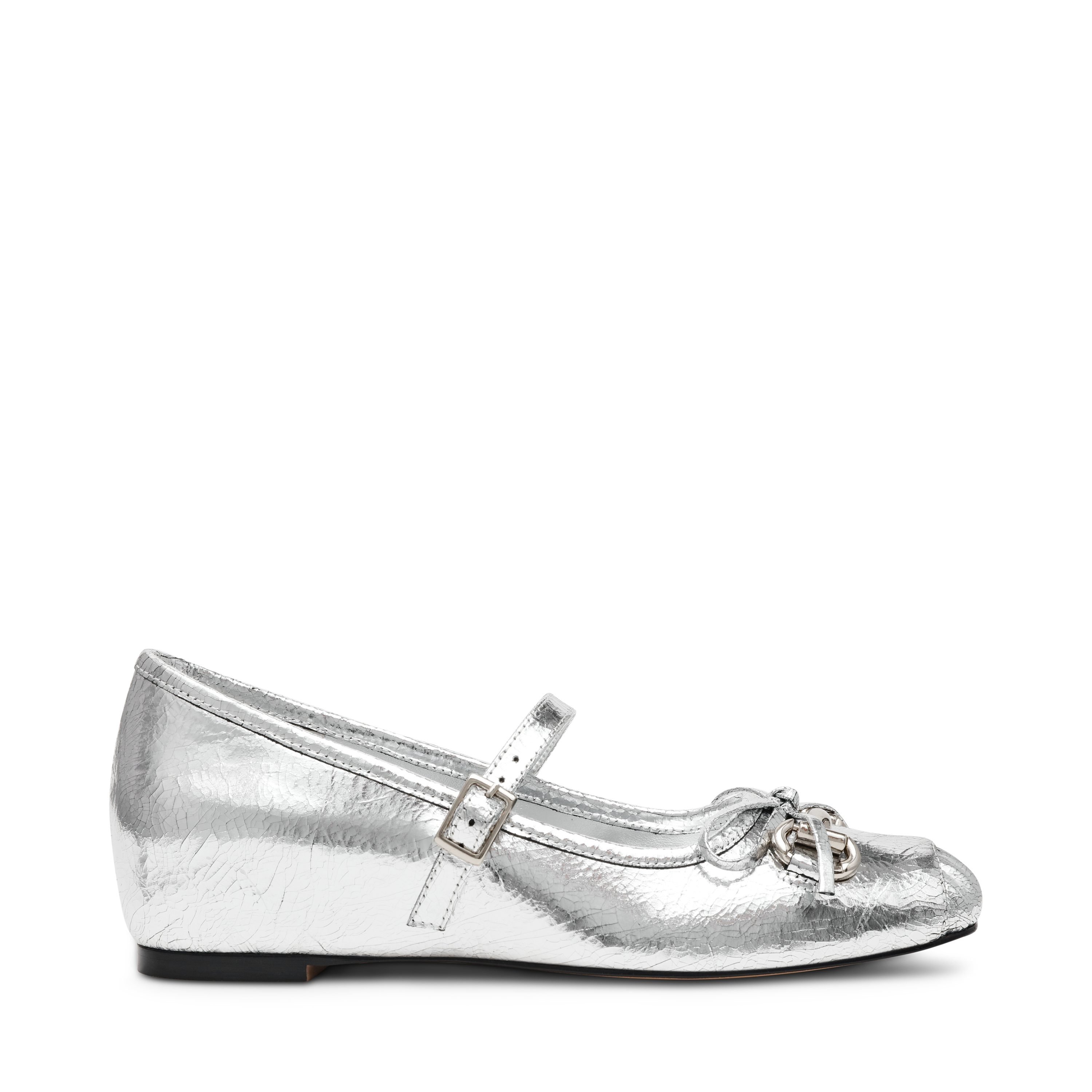 Leeta-In Silver Crinkle Ballerinas