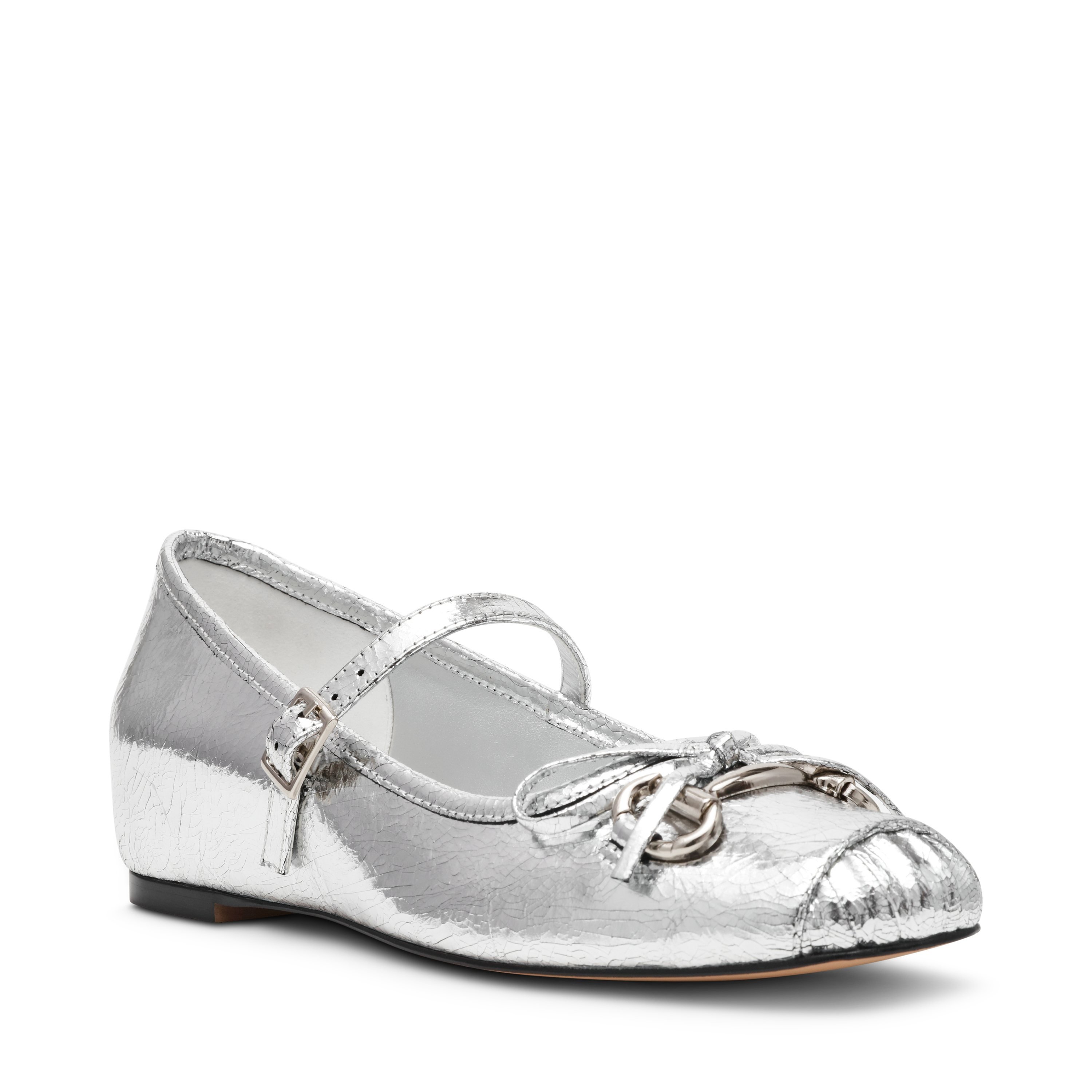 Leeta-In Silver Crinkle Ballerinas