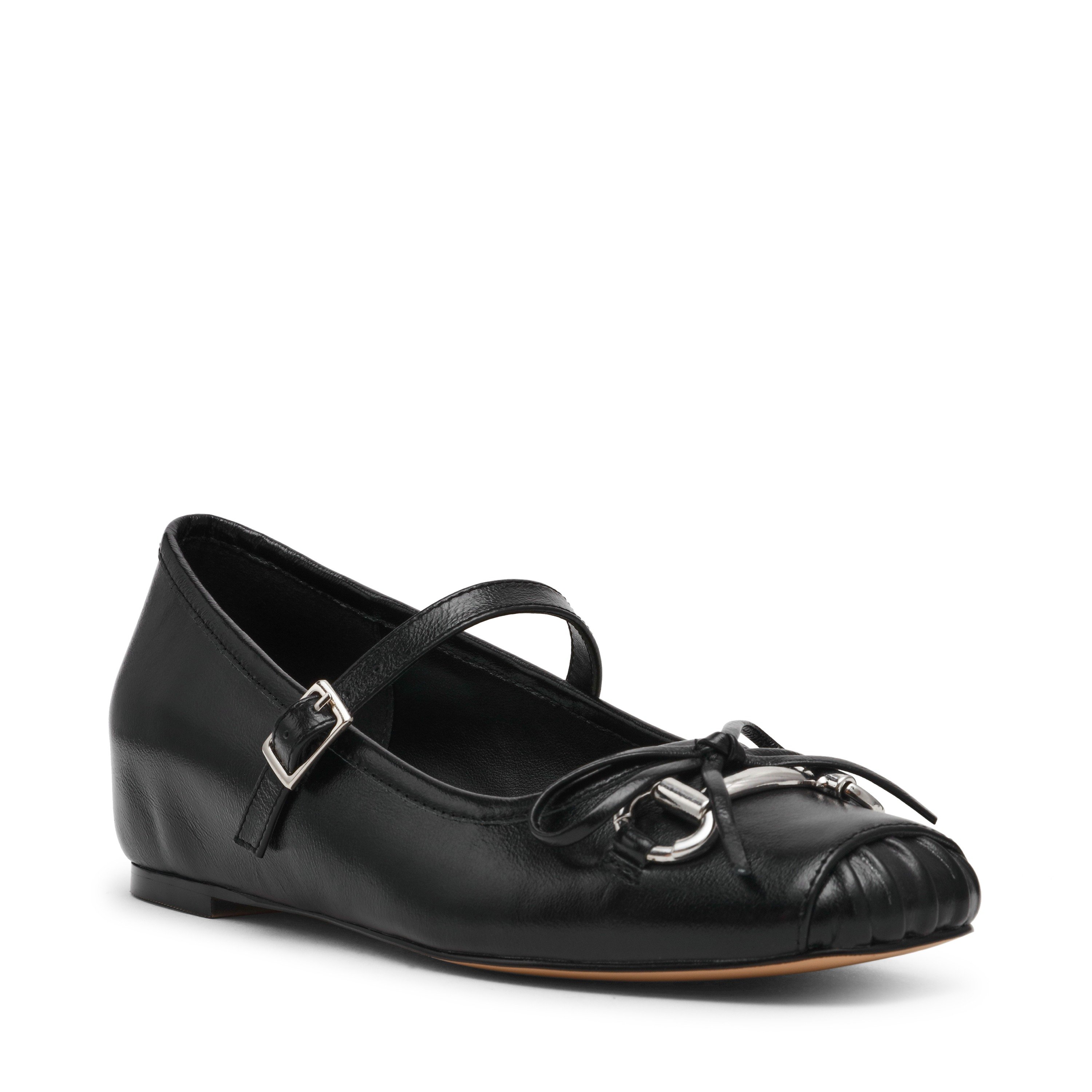 Leeta-In Black Leather Ballerinas
