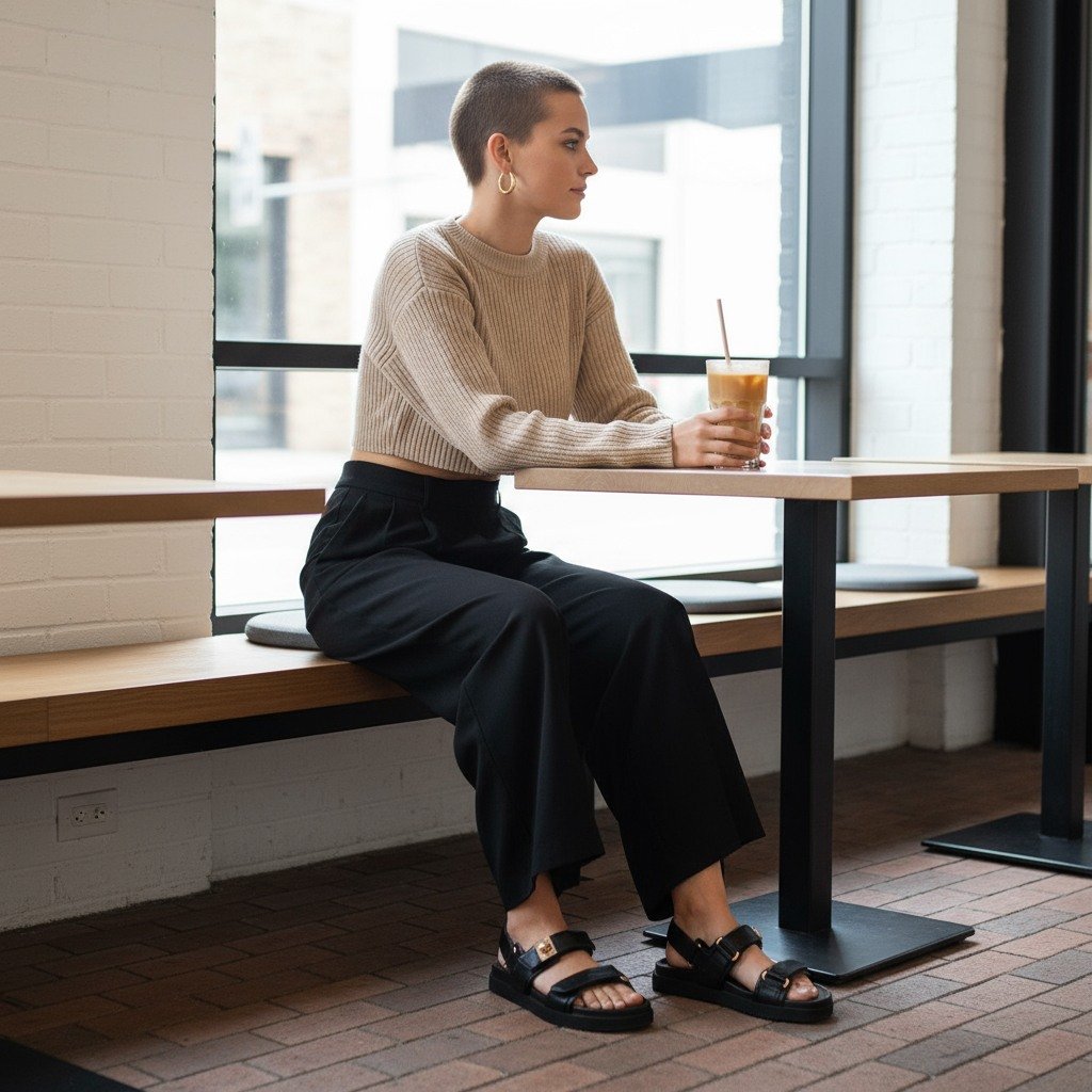MONA-IN Black Leather Flats