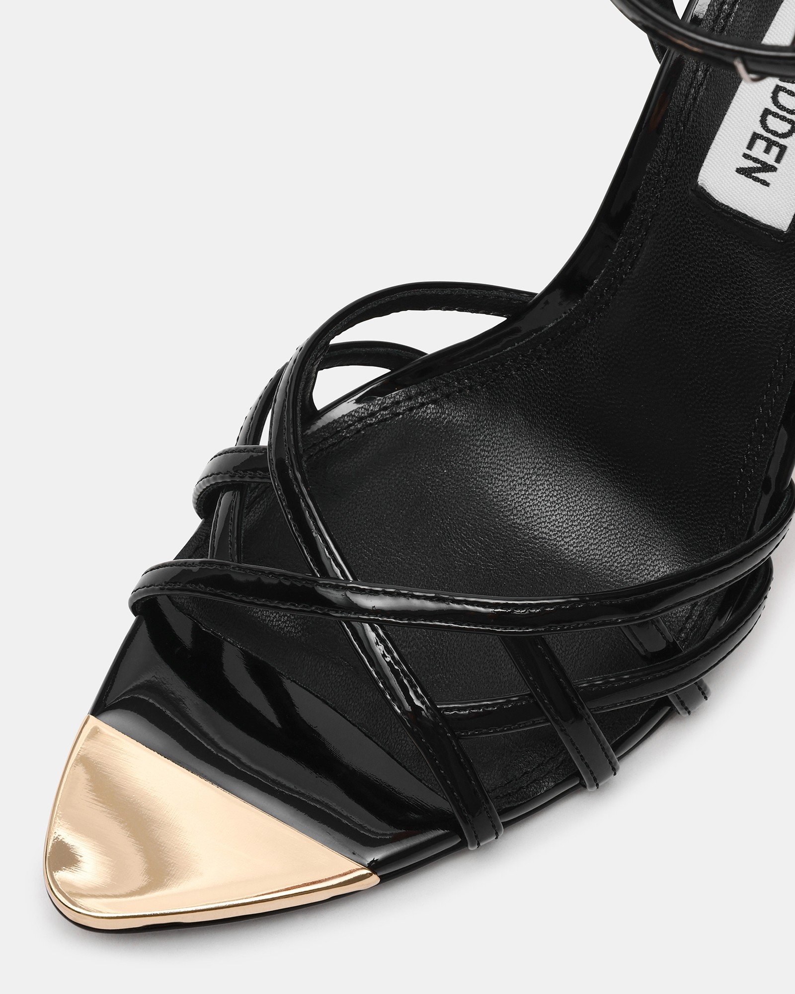 Peepshow-In Black Patent Heels Sandals