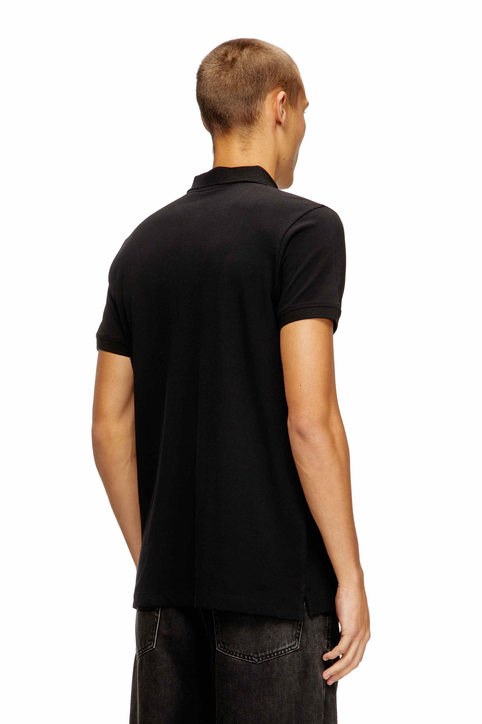 Black Classic polo with Diesel logo on chest, regular fit