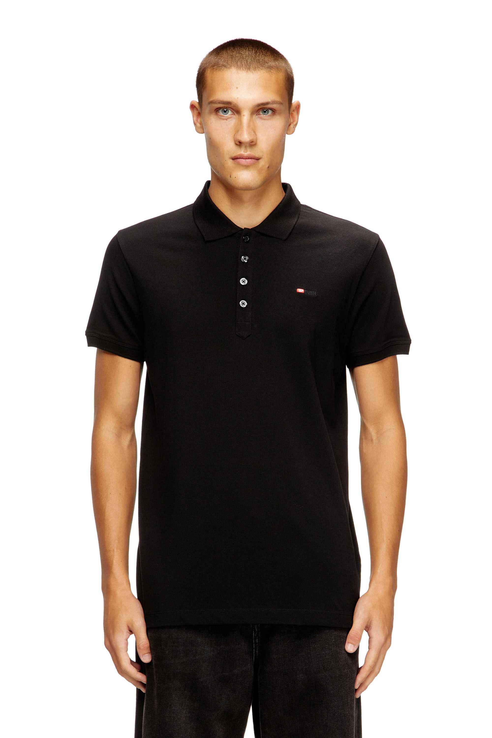 Black Classic polo with Diesel logo on chest, regular fit