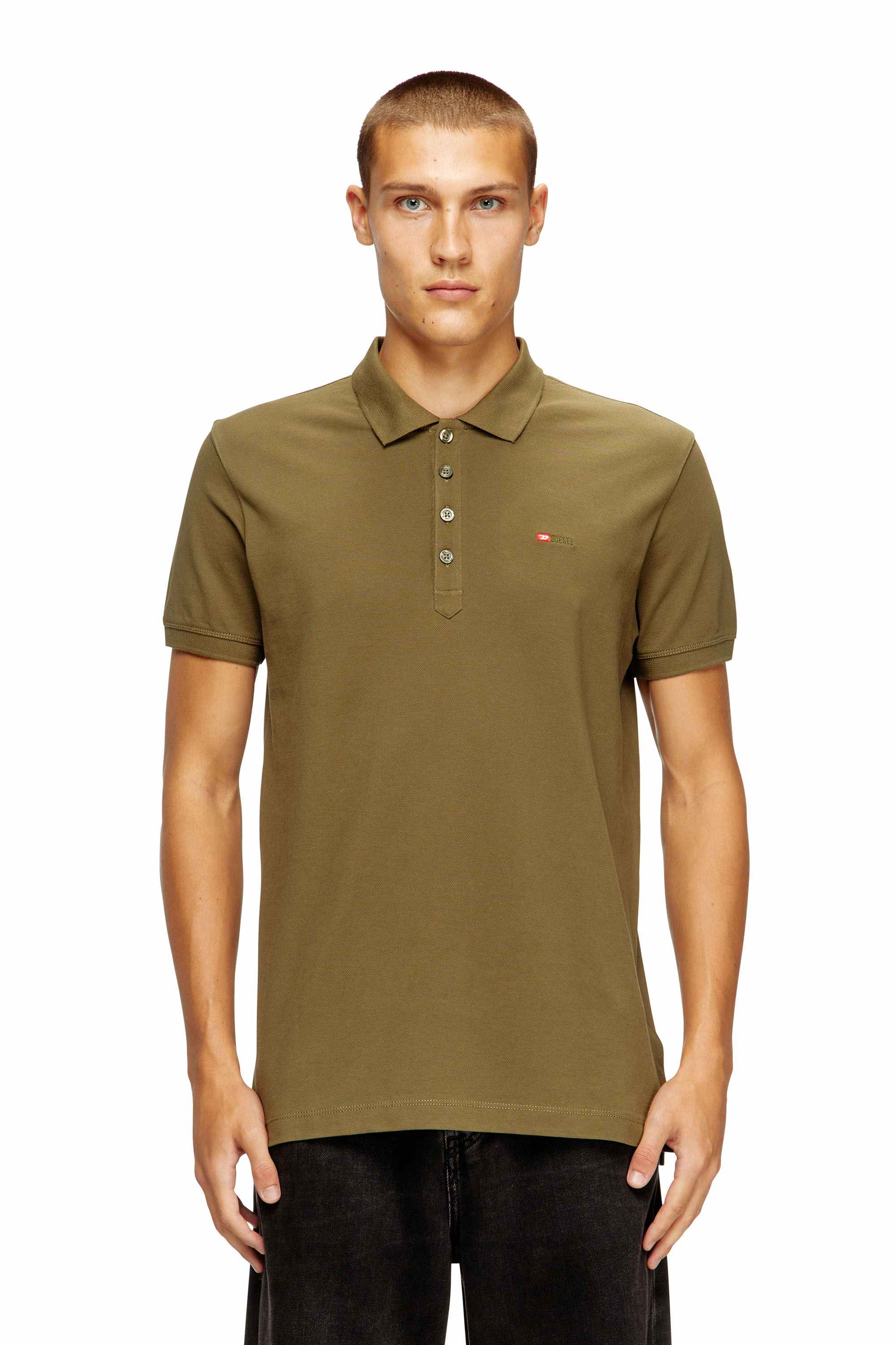 Olive Classic polo with Diesel logo on chest, regular fit