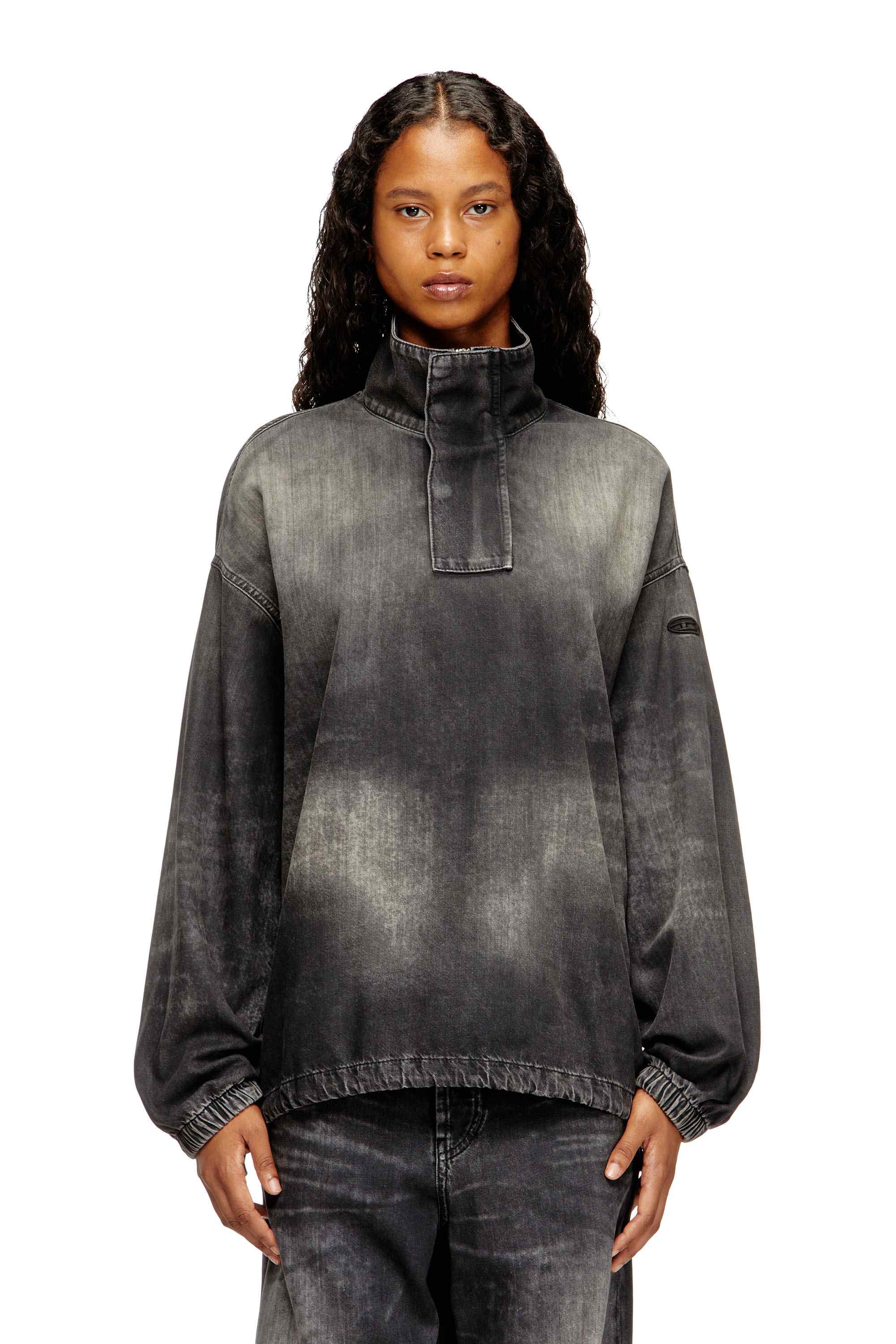 Black Denim top with mock neck